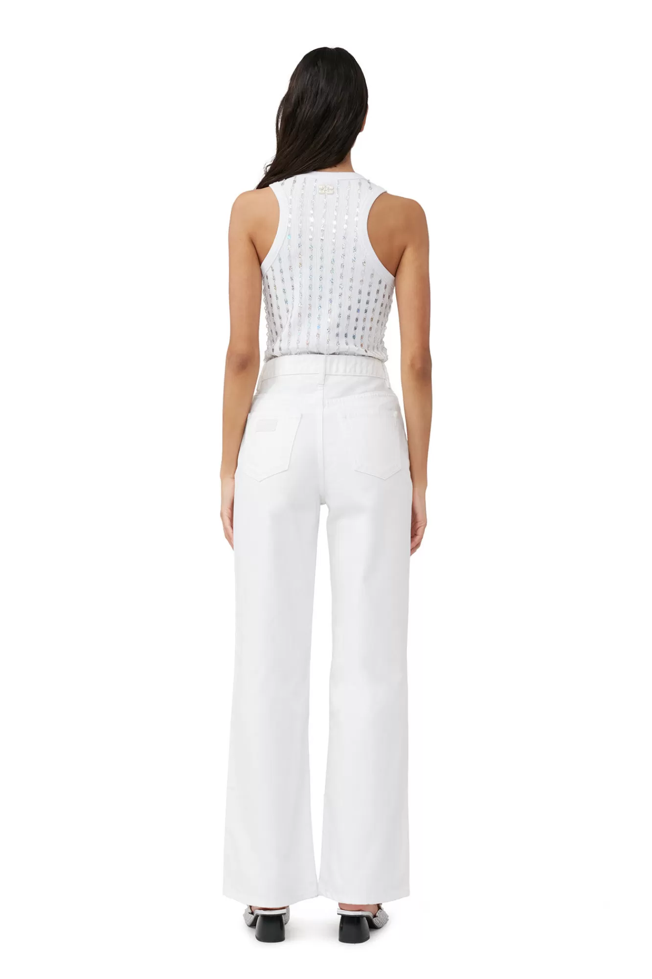 Beaded Rib Jersey Top>GANNI Discount