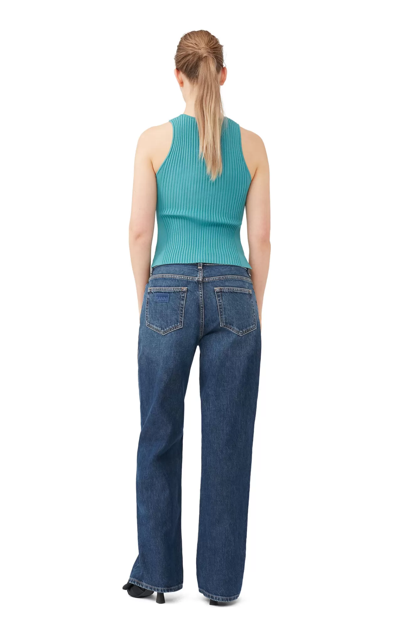 Blue Sleeveless Melange Top>GANNI Cheap