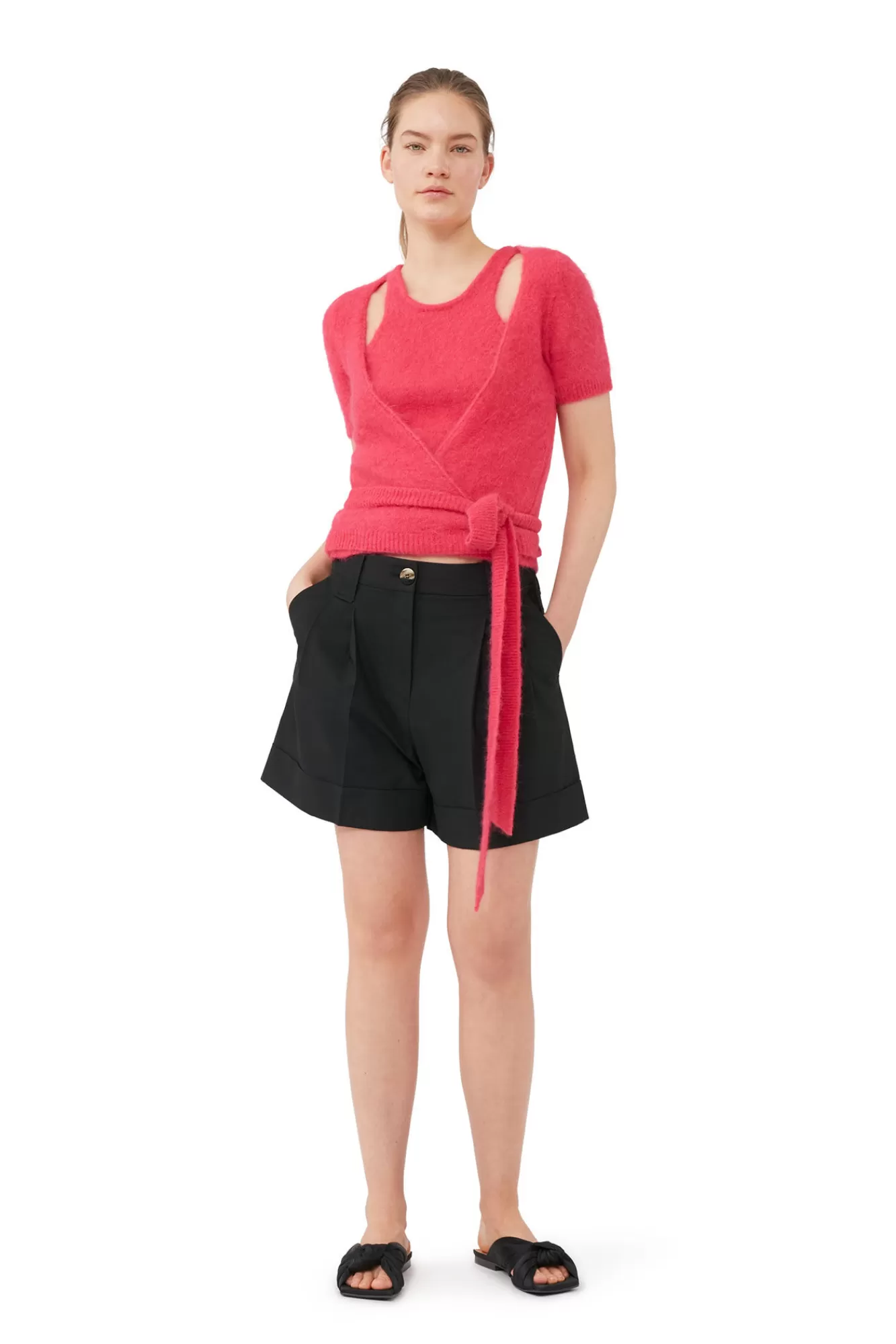 Brushed Alpaca Wrap Blouse>GANNI Hot