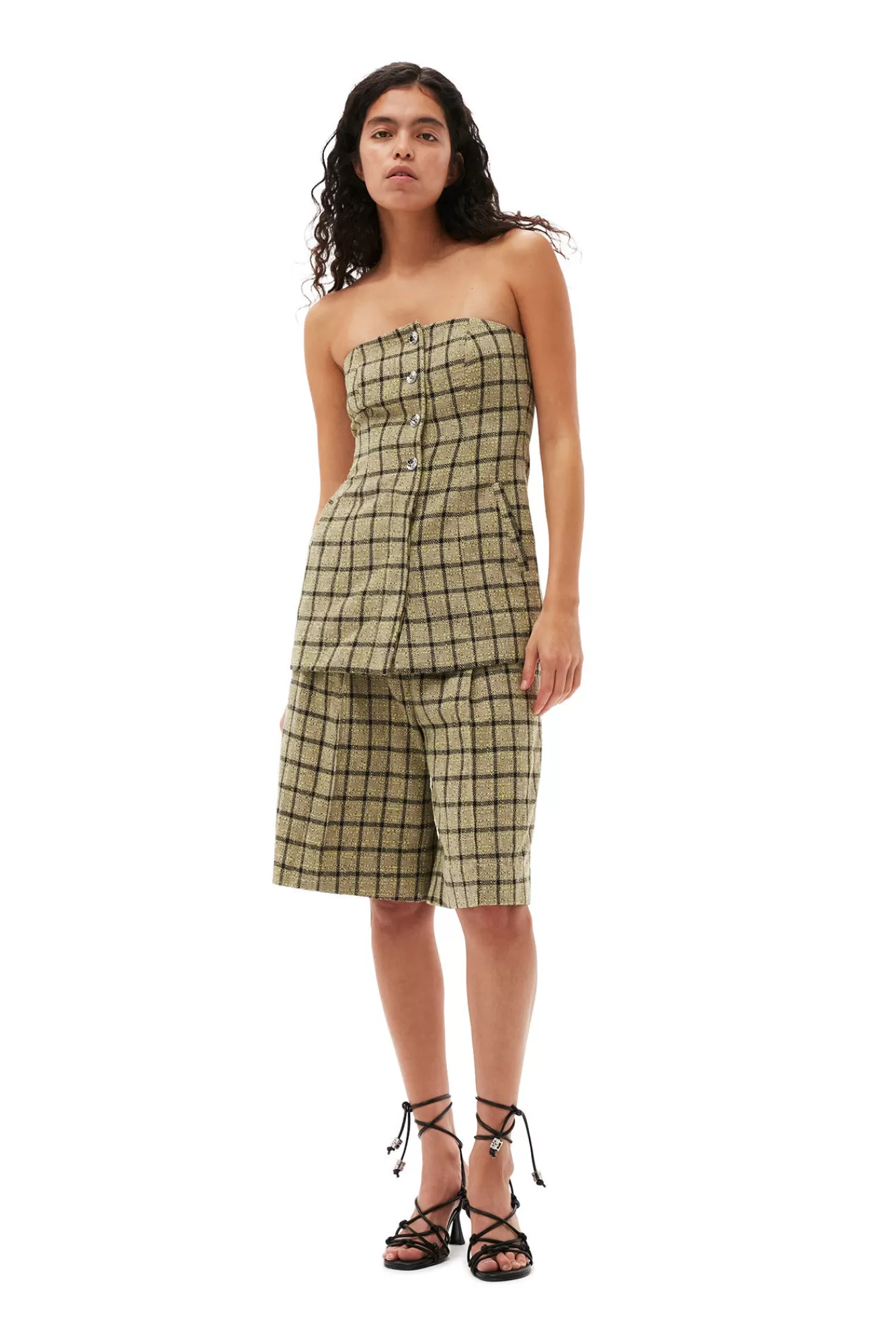 Check Suiting Strapless Top>GANNI Hot