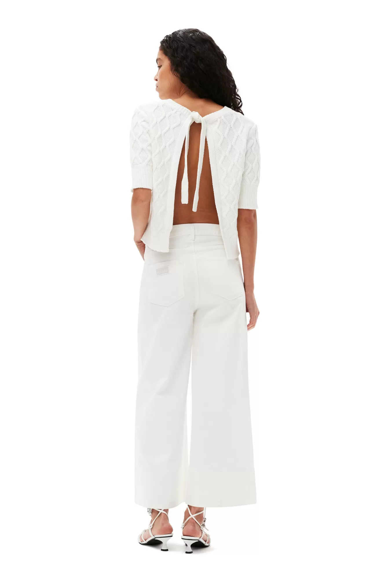 Cotton Cable Open Back Top>GANNI Fashion