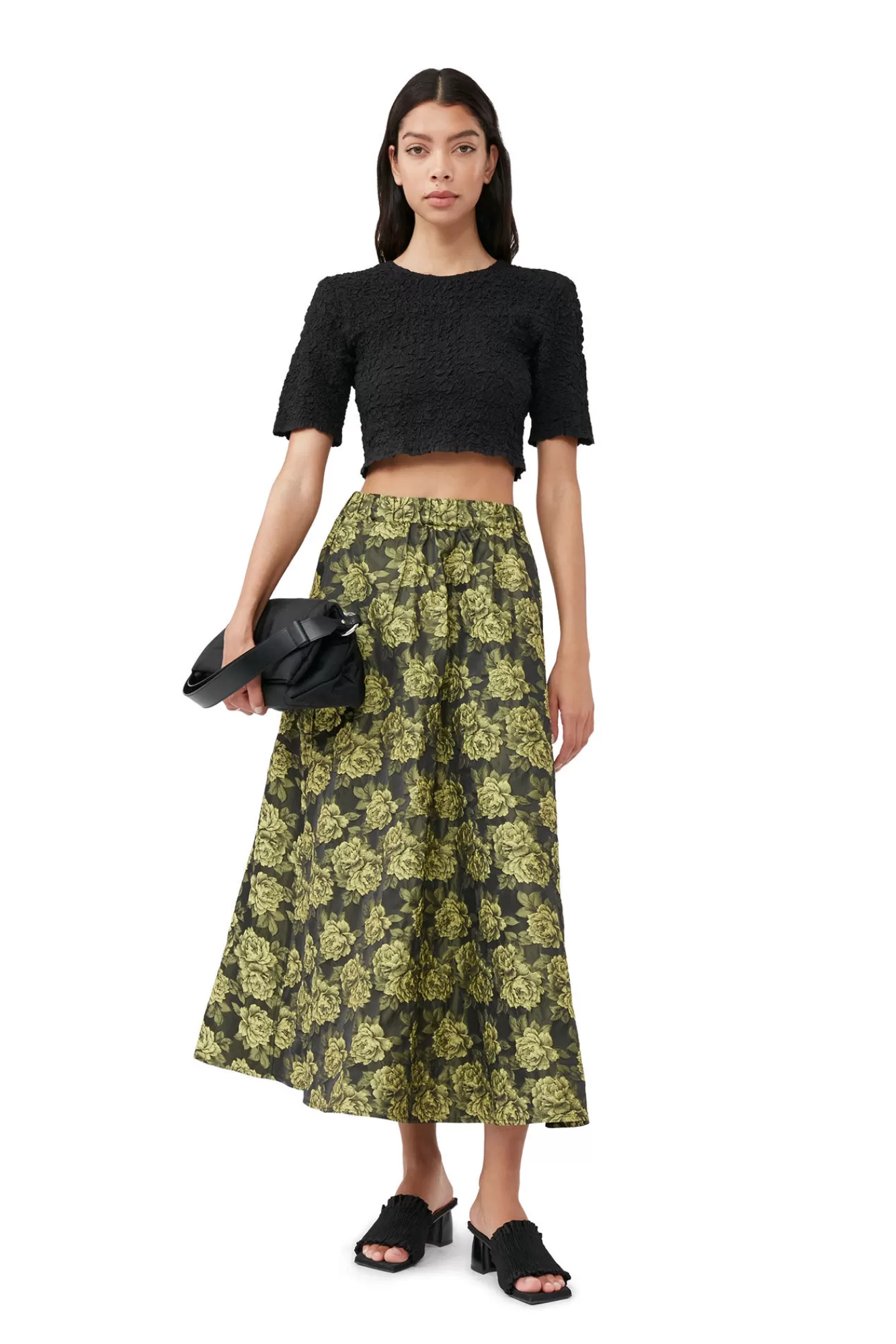 Cotton Poplin O-Neck Cropped Smock Top>GANNI Cheap