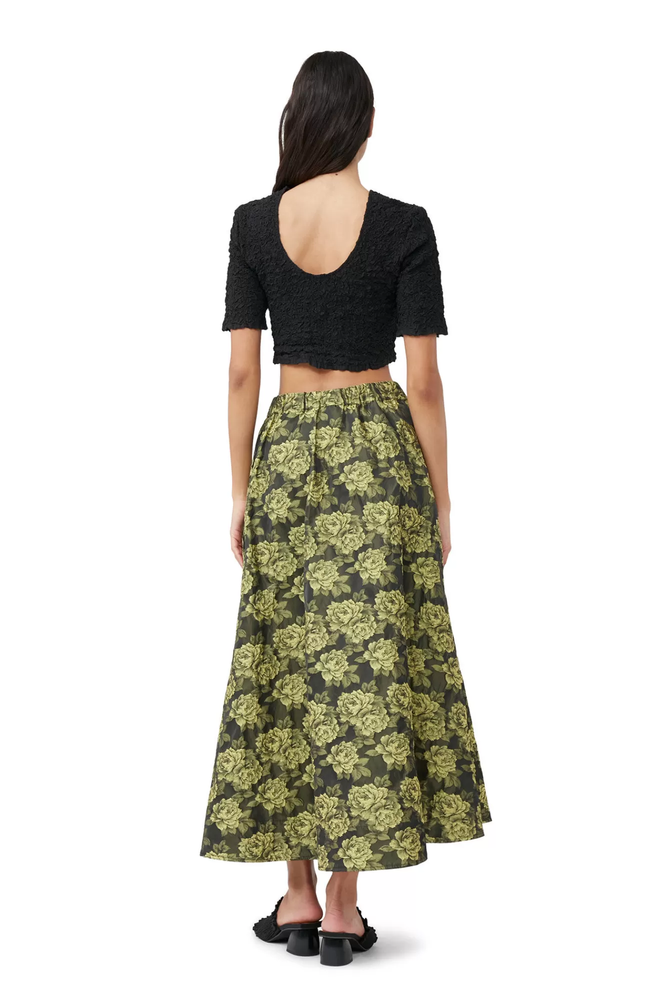 Cotton Poplin O-Neck Cropped Smock Top>GANNI Cheap