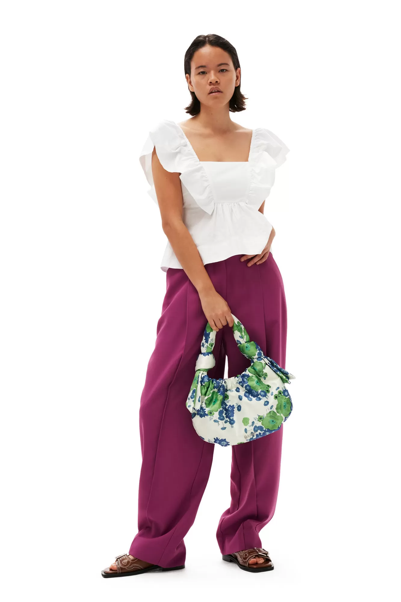 Cotton Poplin Ruffle Blouse>GANNI Best