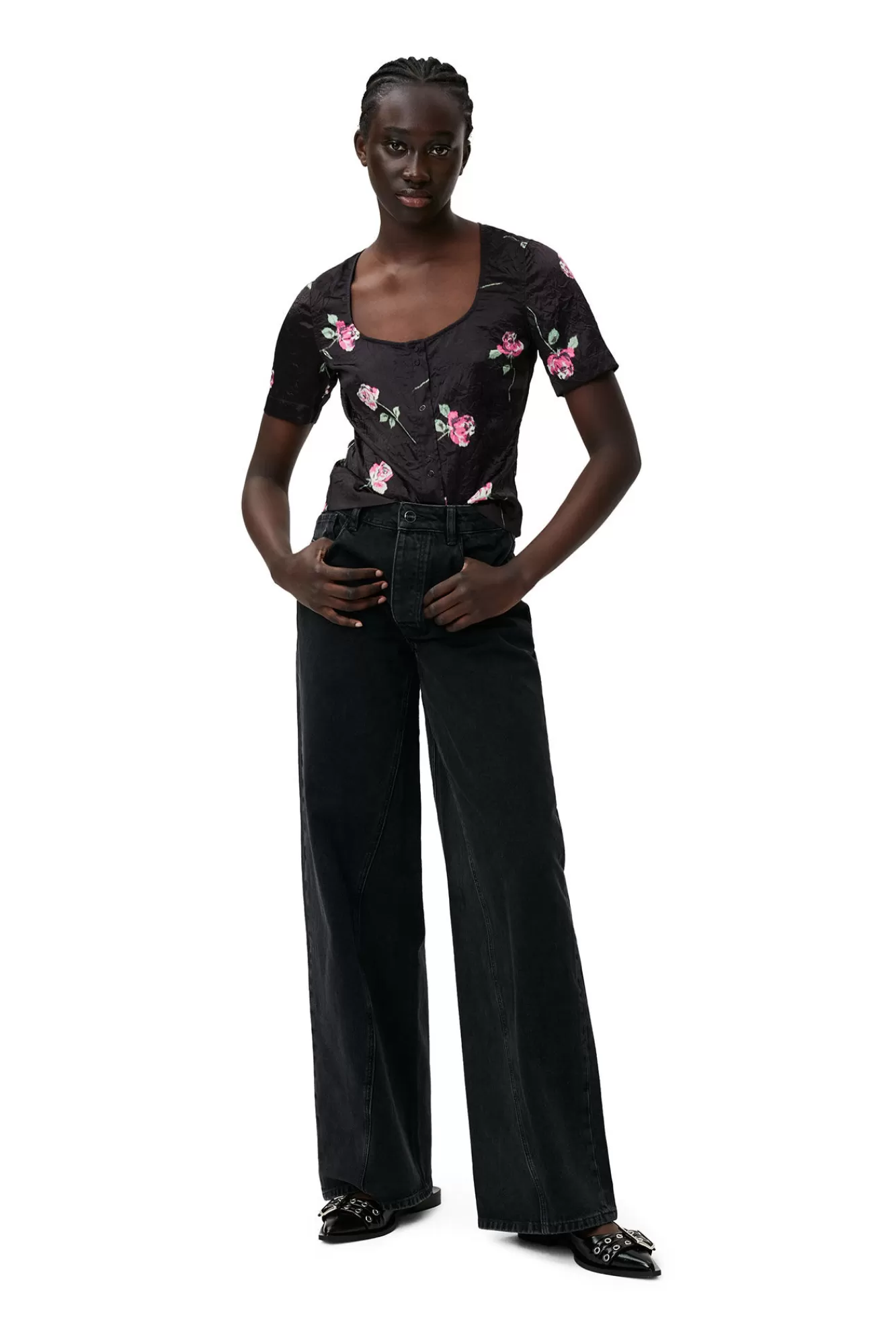 Crinkled Satin Blouse>GANNI Clearance