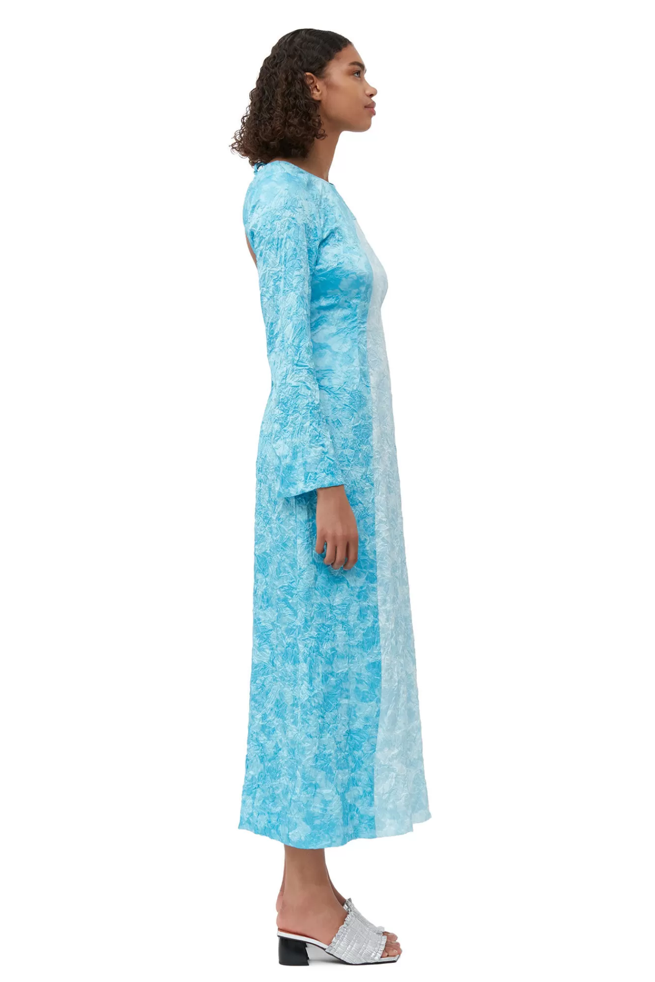 Crinkled Satin Maxi Dress>GANNI Clearance