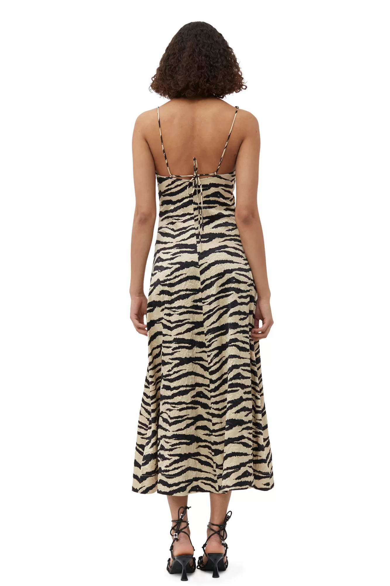 Crinkled Satin Maxi Strap Dress>GANNI Discount