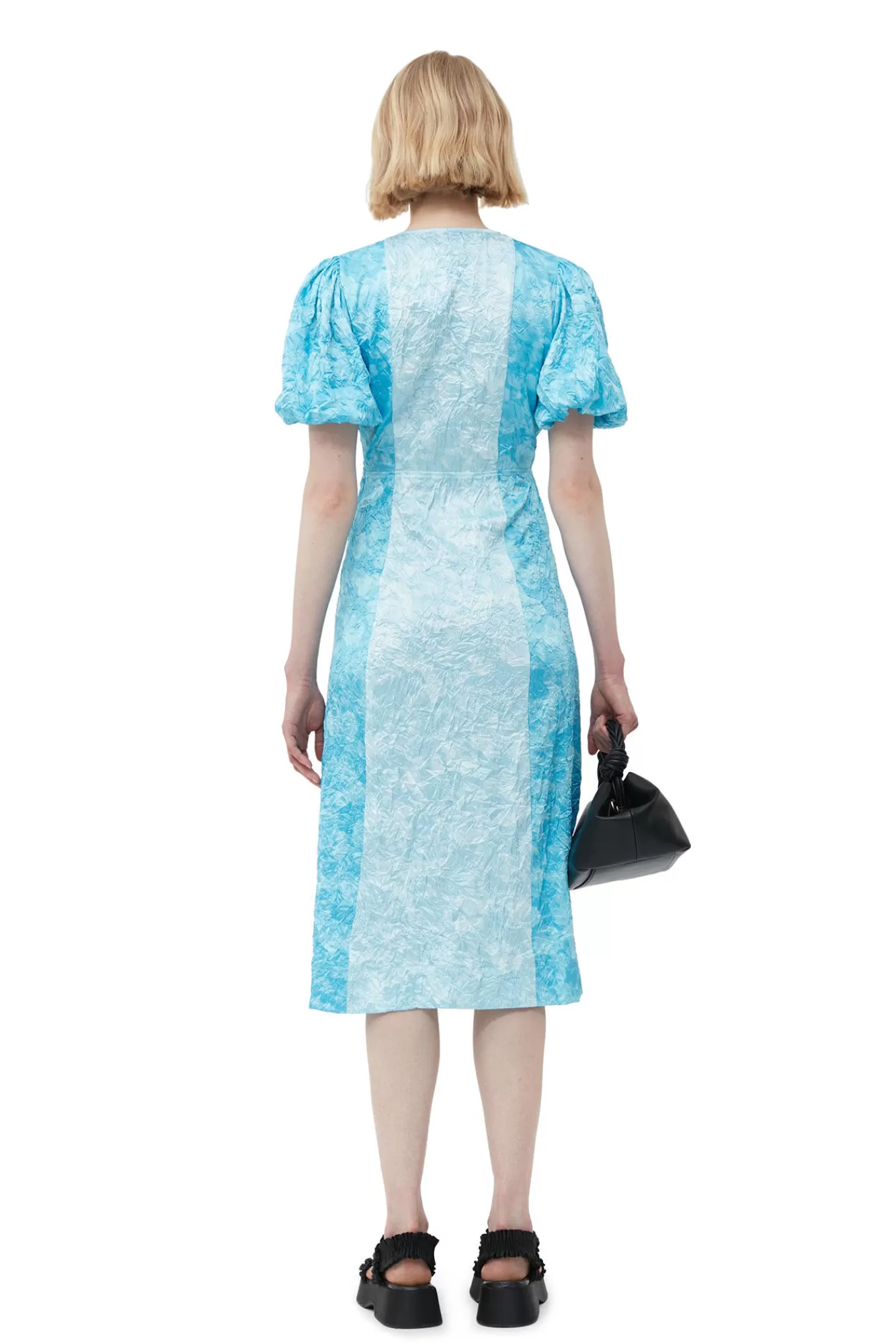 Crinkled Satin Midi Dress>GANNI Discount