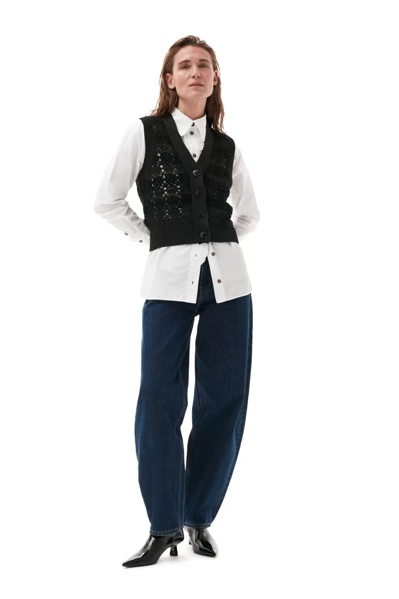 Cropchet V-Neck Vest>GANNI Shop