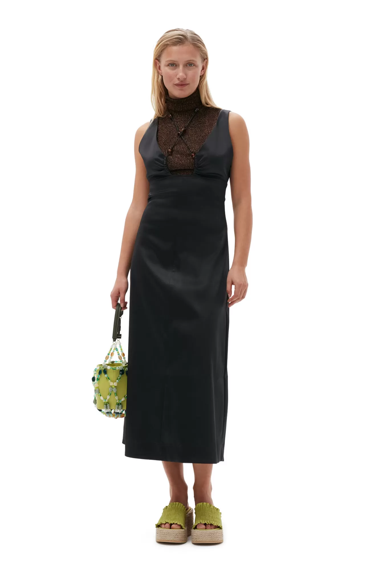 Double Satin Halter-Neck Dress>GANNI Hot