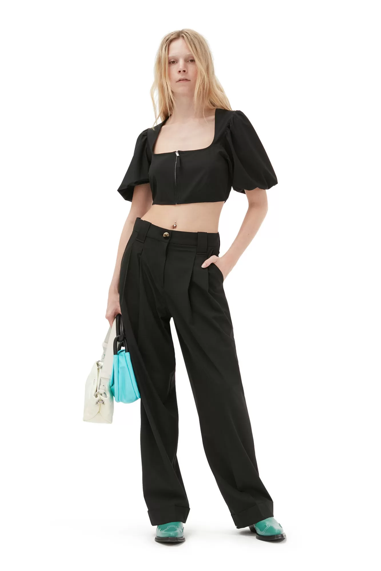 Drapey Melange Loose Pleat Pants>GANNI Hot