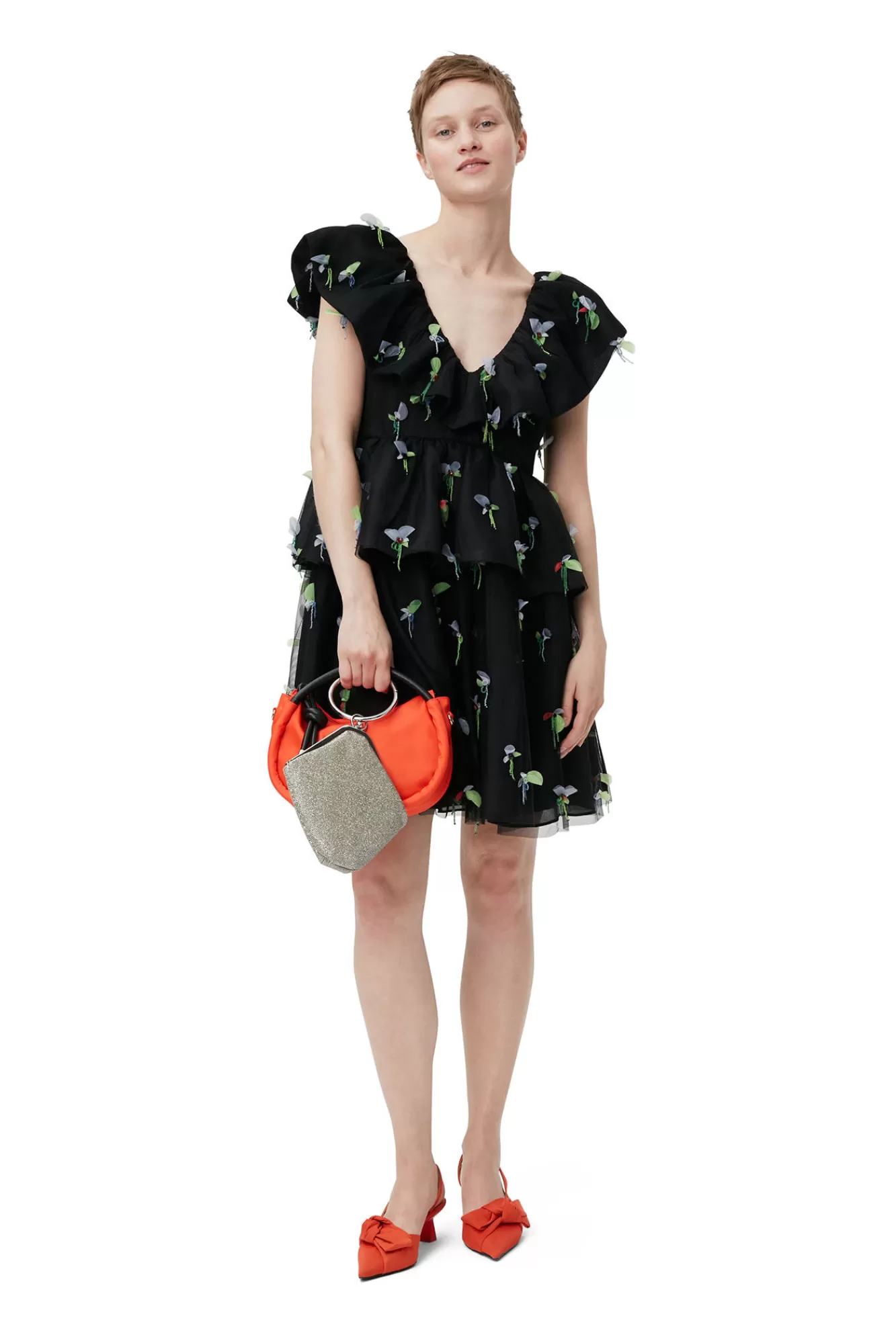 Embellished Mesh Mini Dress>GANNI Online