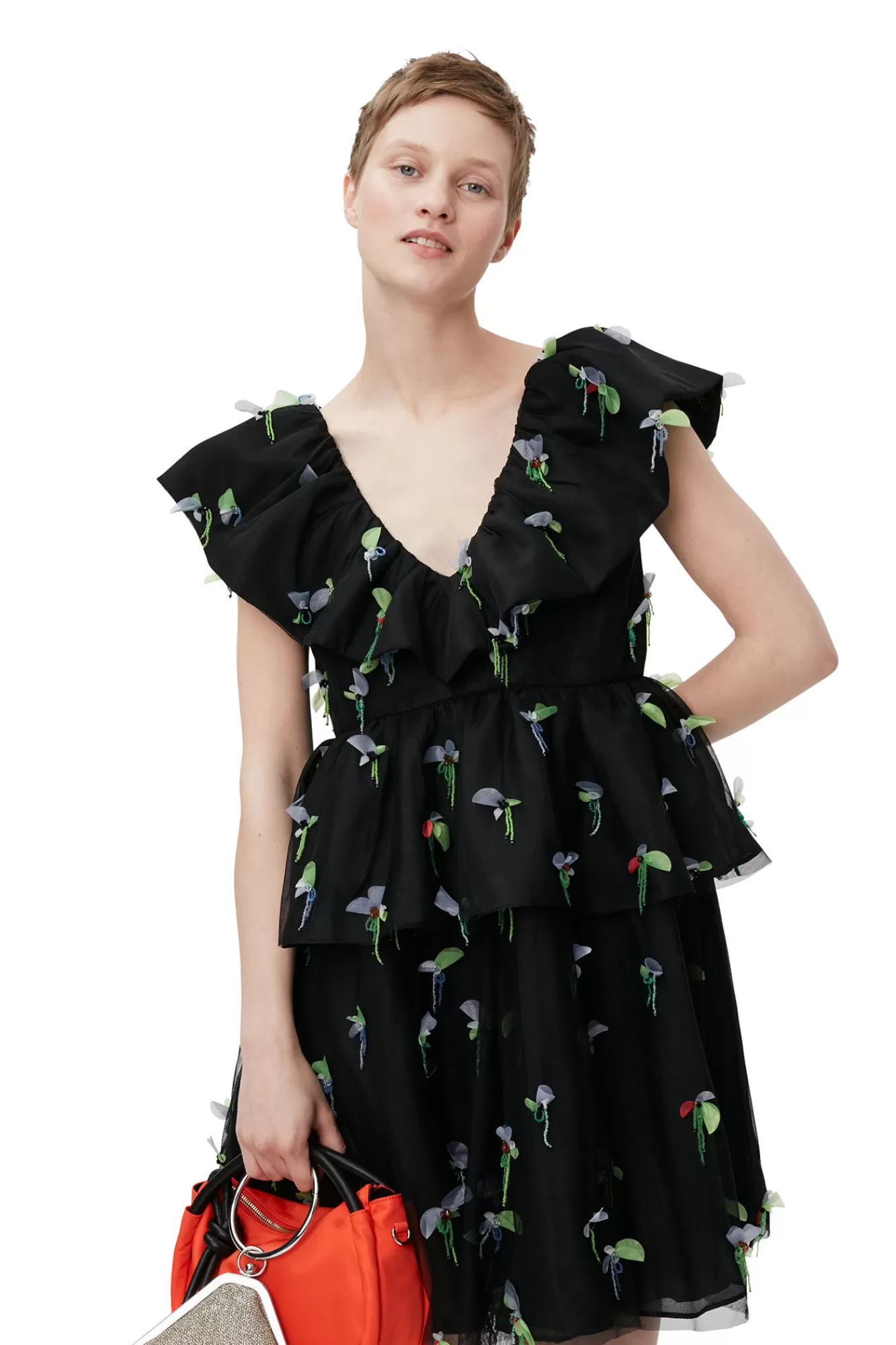 Embellished Mesh Mini Dress>GANNI Online
