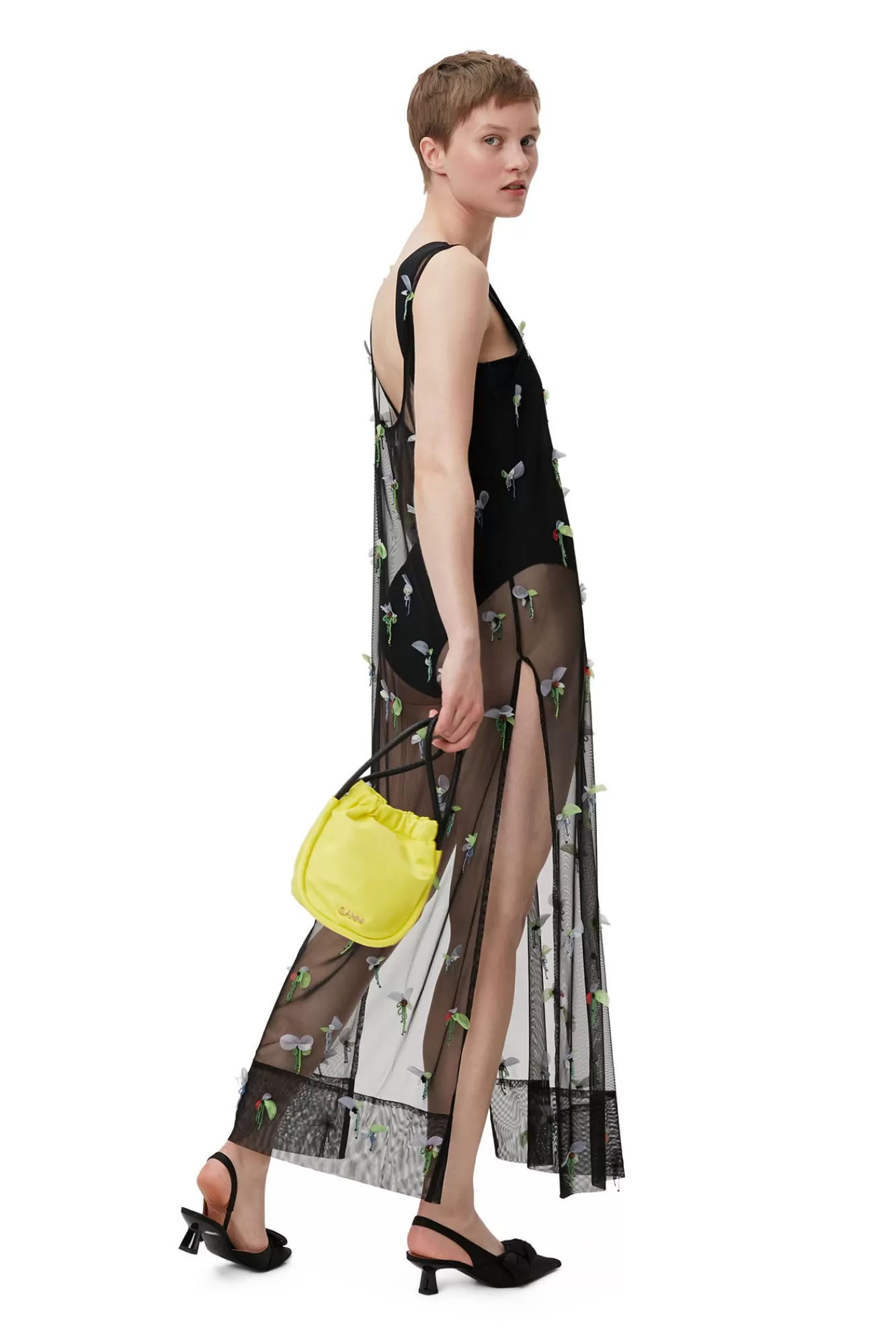 Embellished Mesh Slip Dress>GANNI Flash Sale
