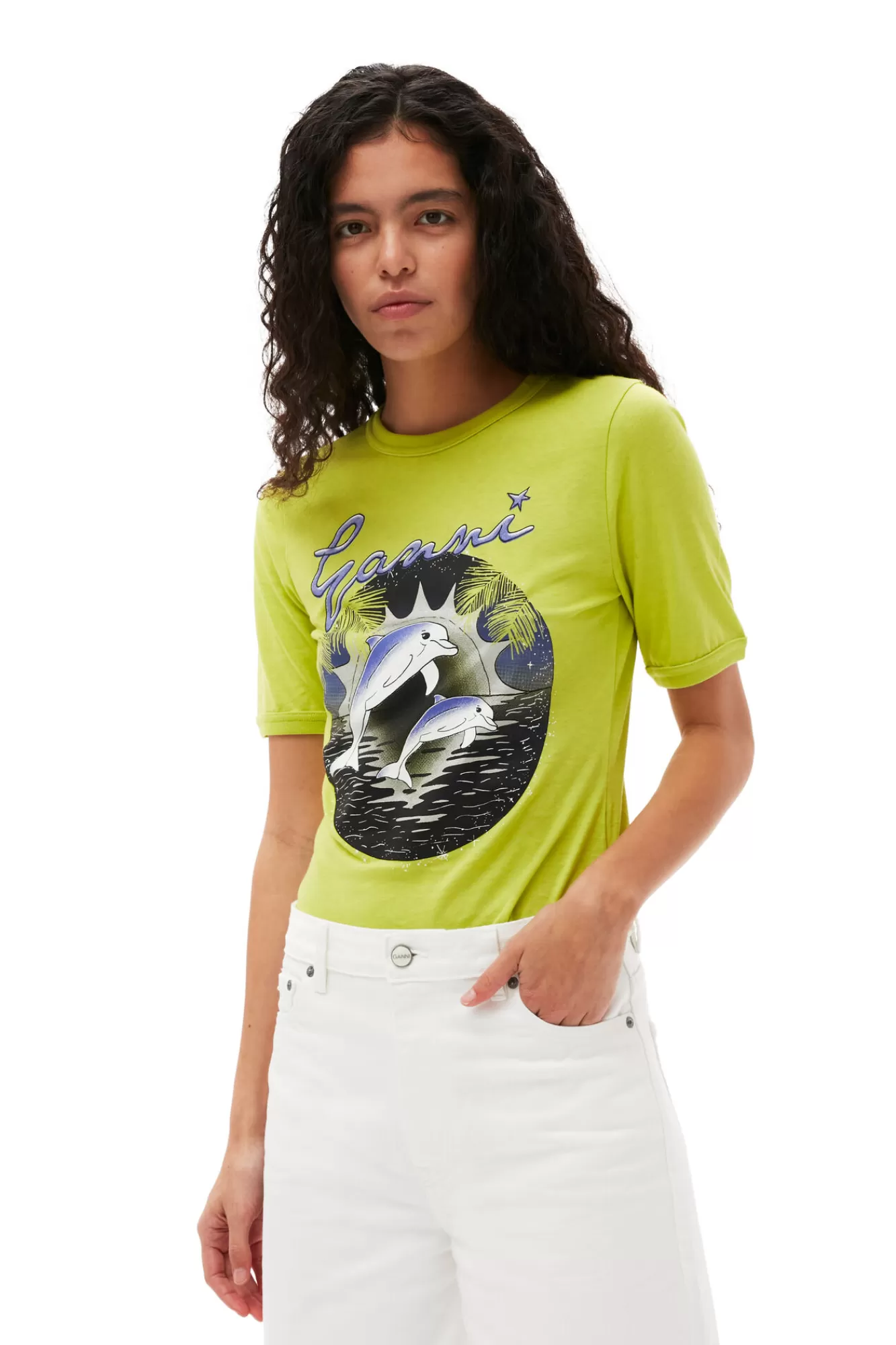 Fabrics Of The Future Fitted Dolphin T-Shirt>GANNI Discount