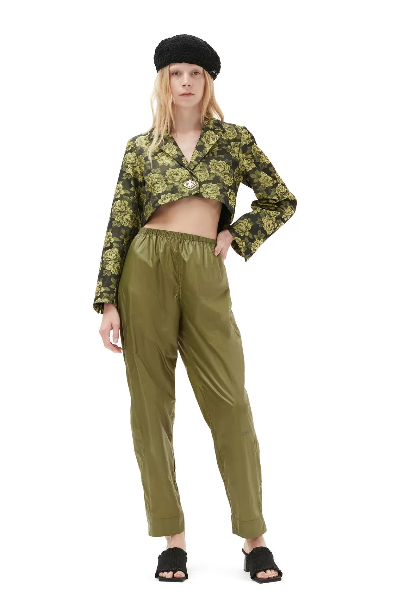 Flower Jacquard Cropped Suiting Blazer>GANNI Cheap