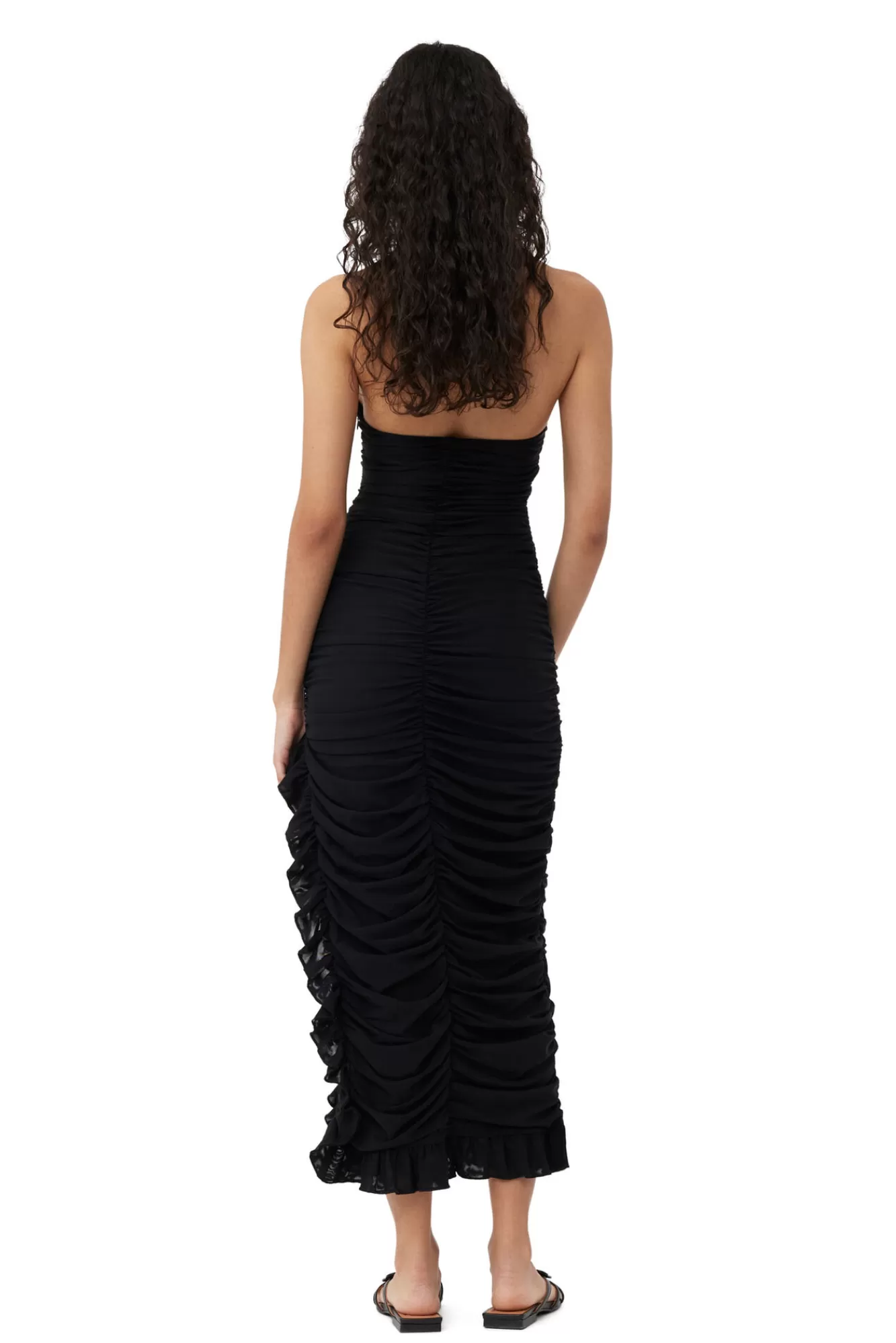 X Ester Manas Mesh Halterneck Gather Dress>GANNI New