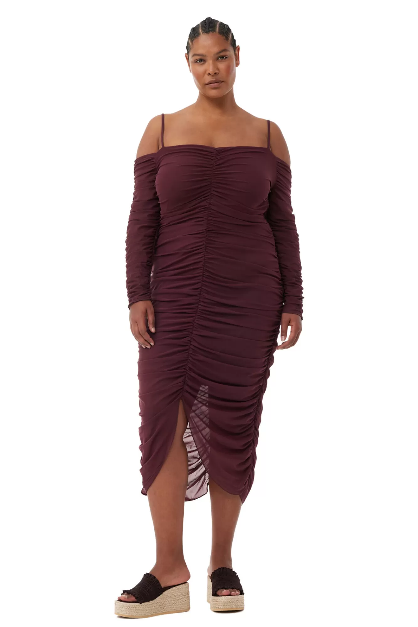 X Ester Manas Mesh Off Shoulder Gather Dress>GANNI Hot