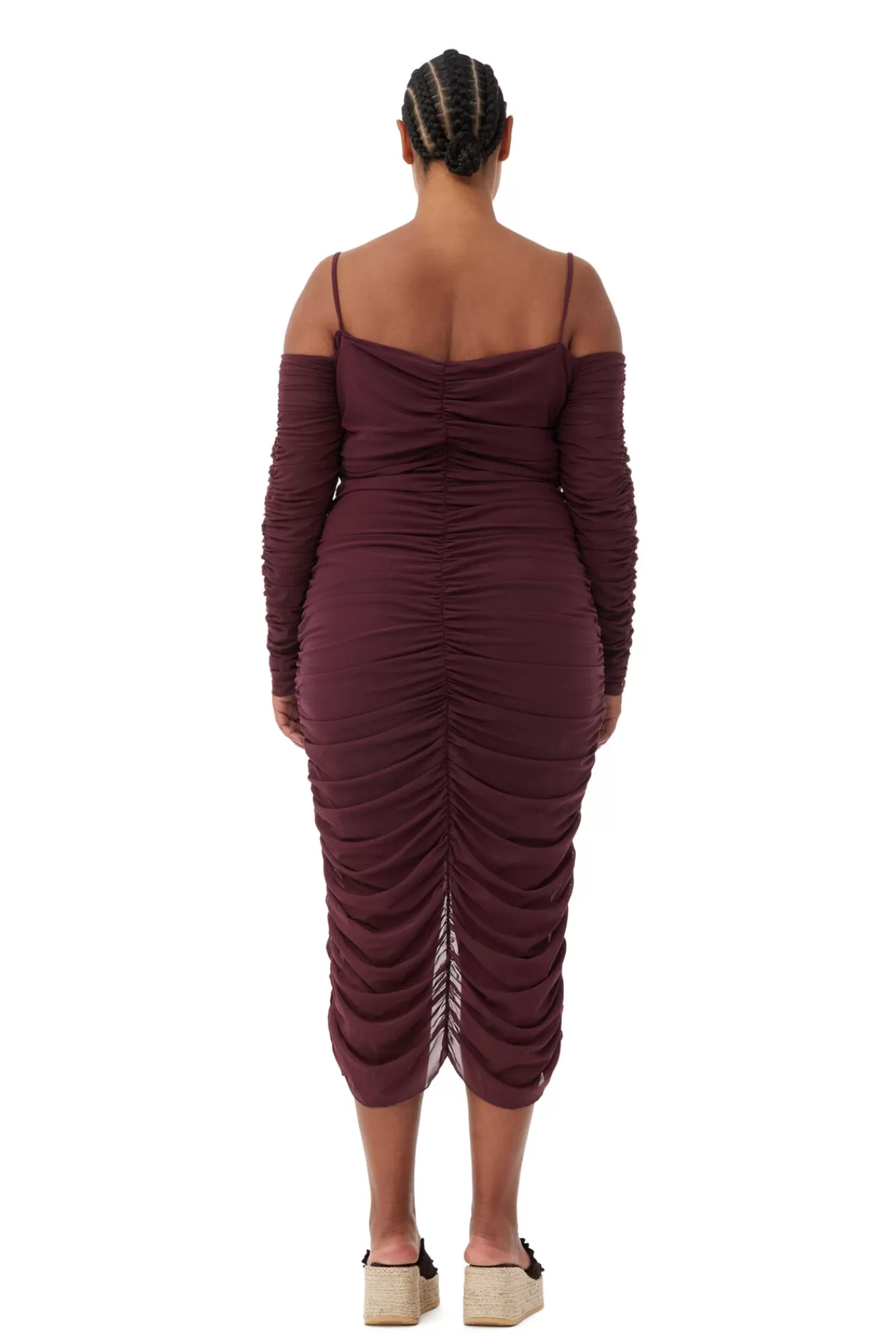 X Ester Manas Mesh Off Shoulder Gather Dress>GANNI Hot