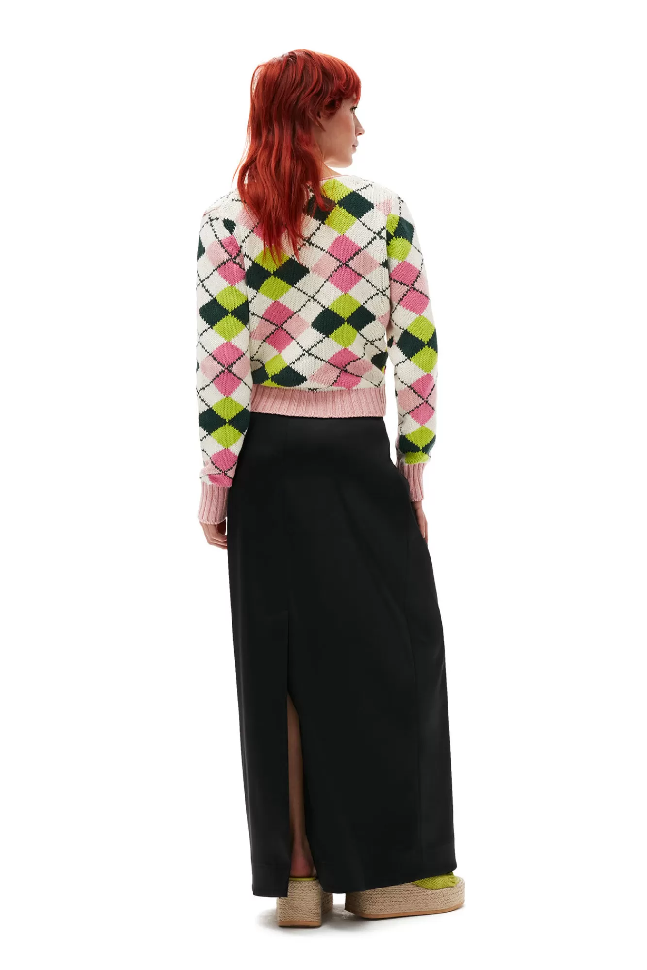 Graphic Cotton V-Neck Cardigan>GANNI New