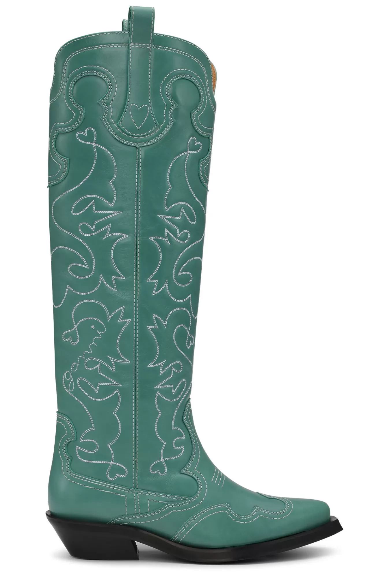 Green Knee High Embroidered Western Boots>GANNI Online