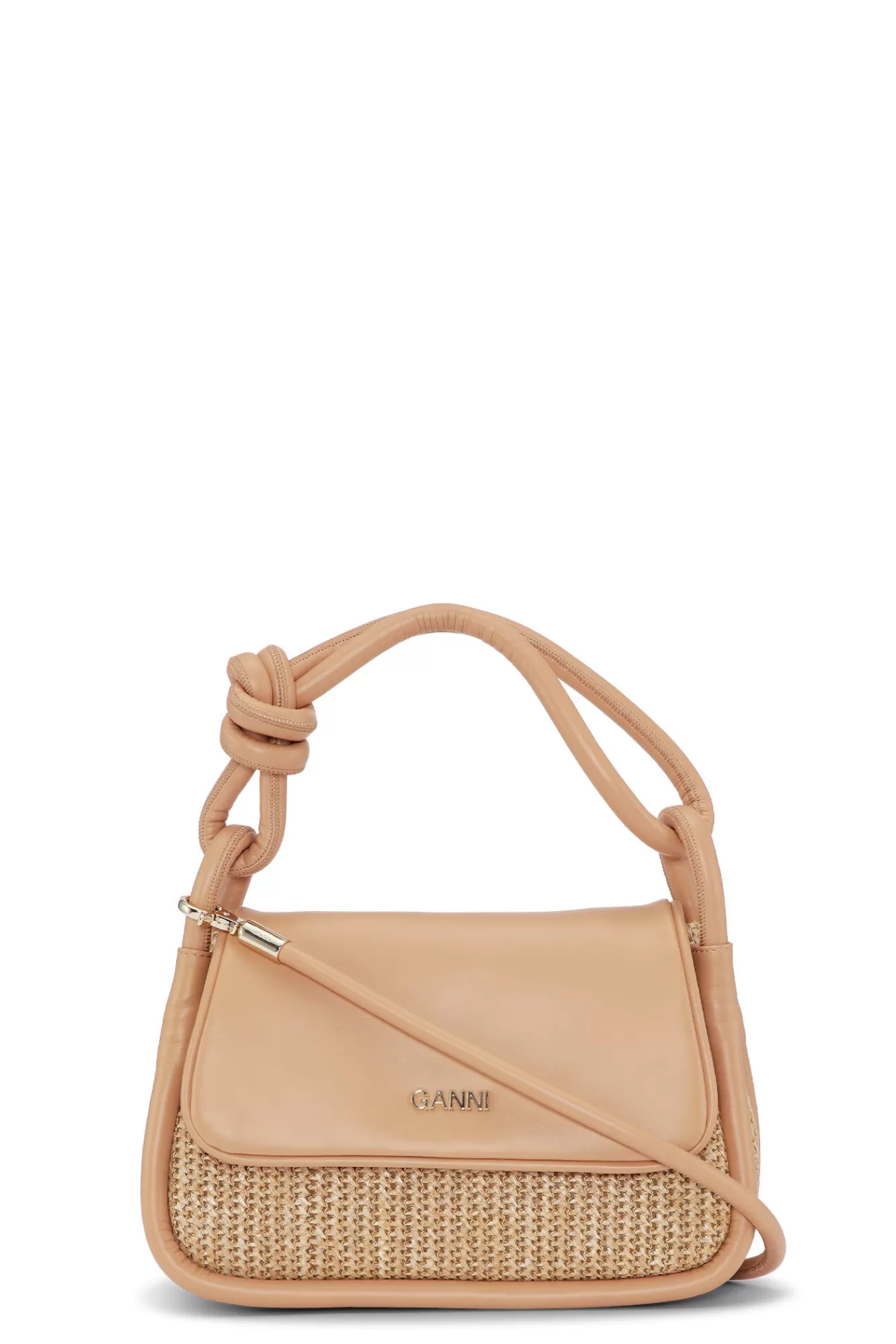 Knot Flap Over Raffia Bag>GANNI Shop