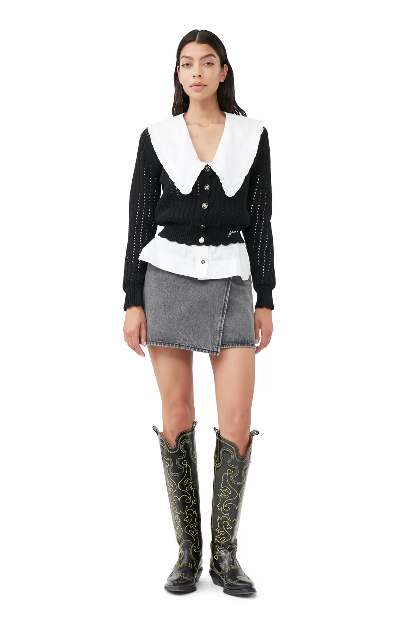 Lace Low O-Neck Cardigan>GANNI Sale