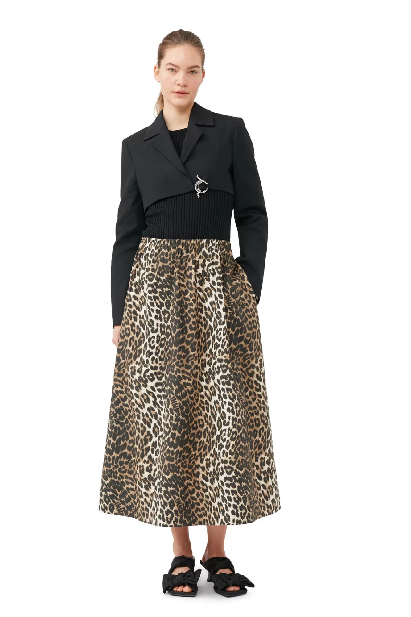 Leopard Printed Elasticated Maxi Skirt>GANNI Flash Sale