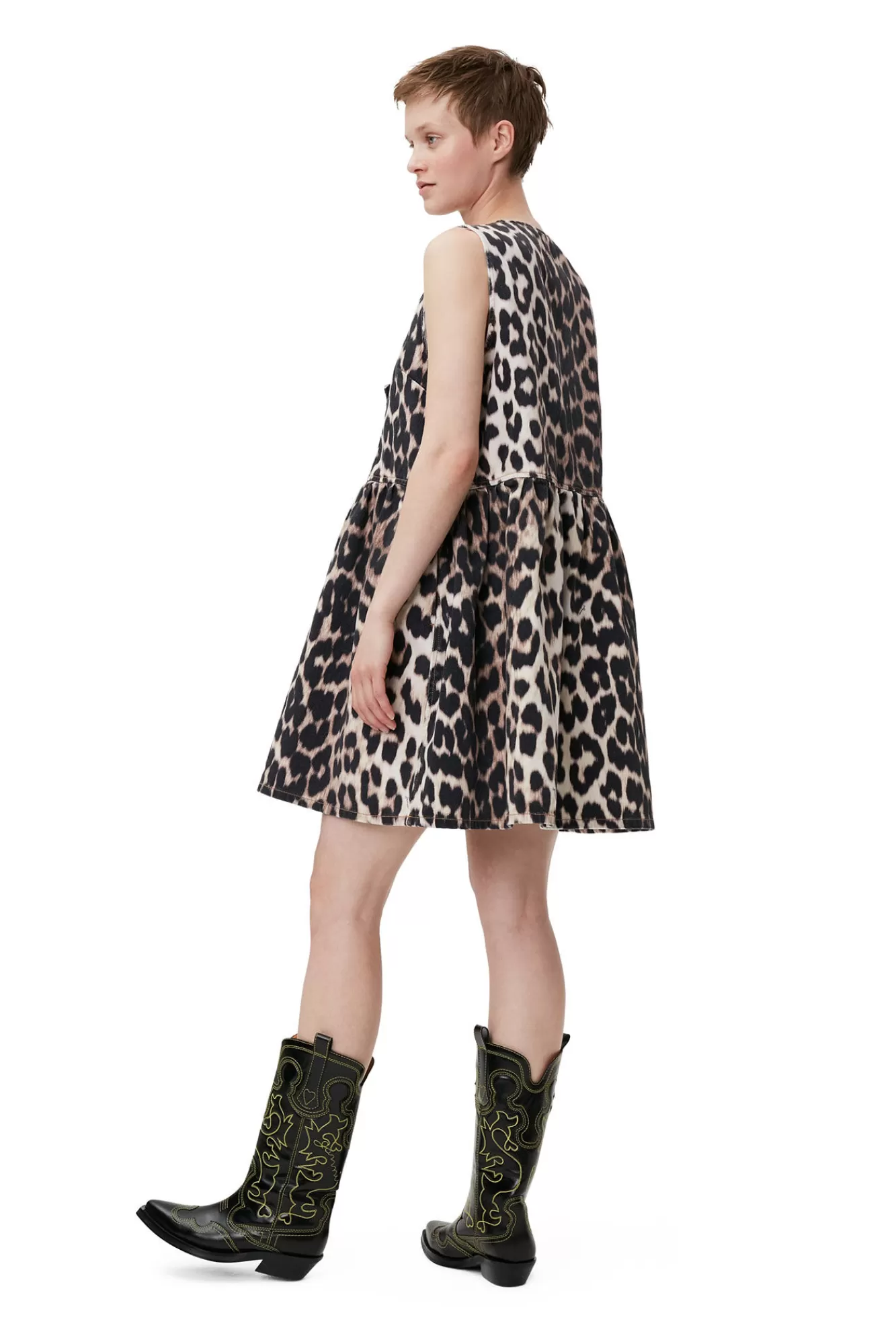Leopard Tie Band Mini Dress>GANNI Best Sale