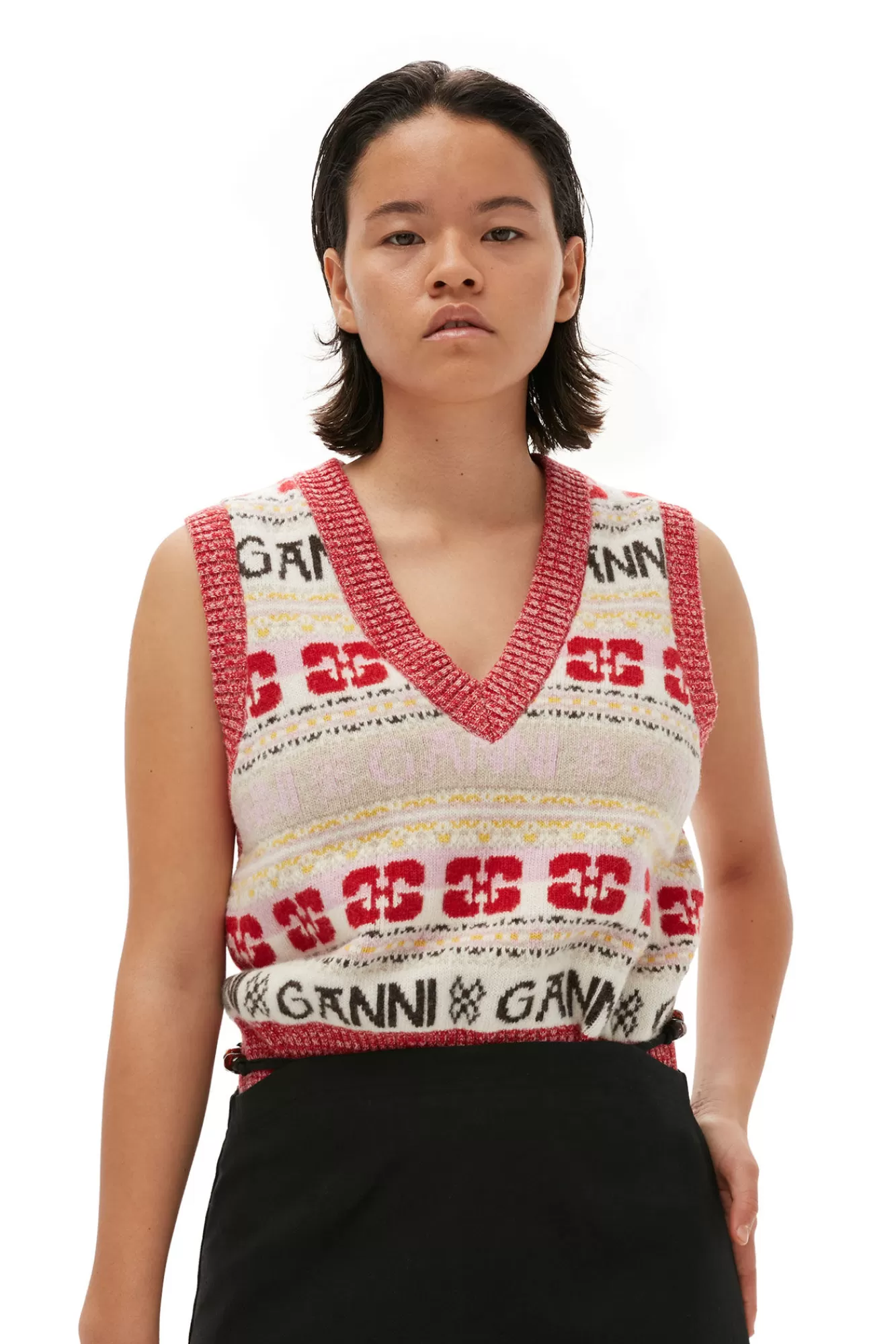Logo Wool Mix Vest>GANNI Outlet