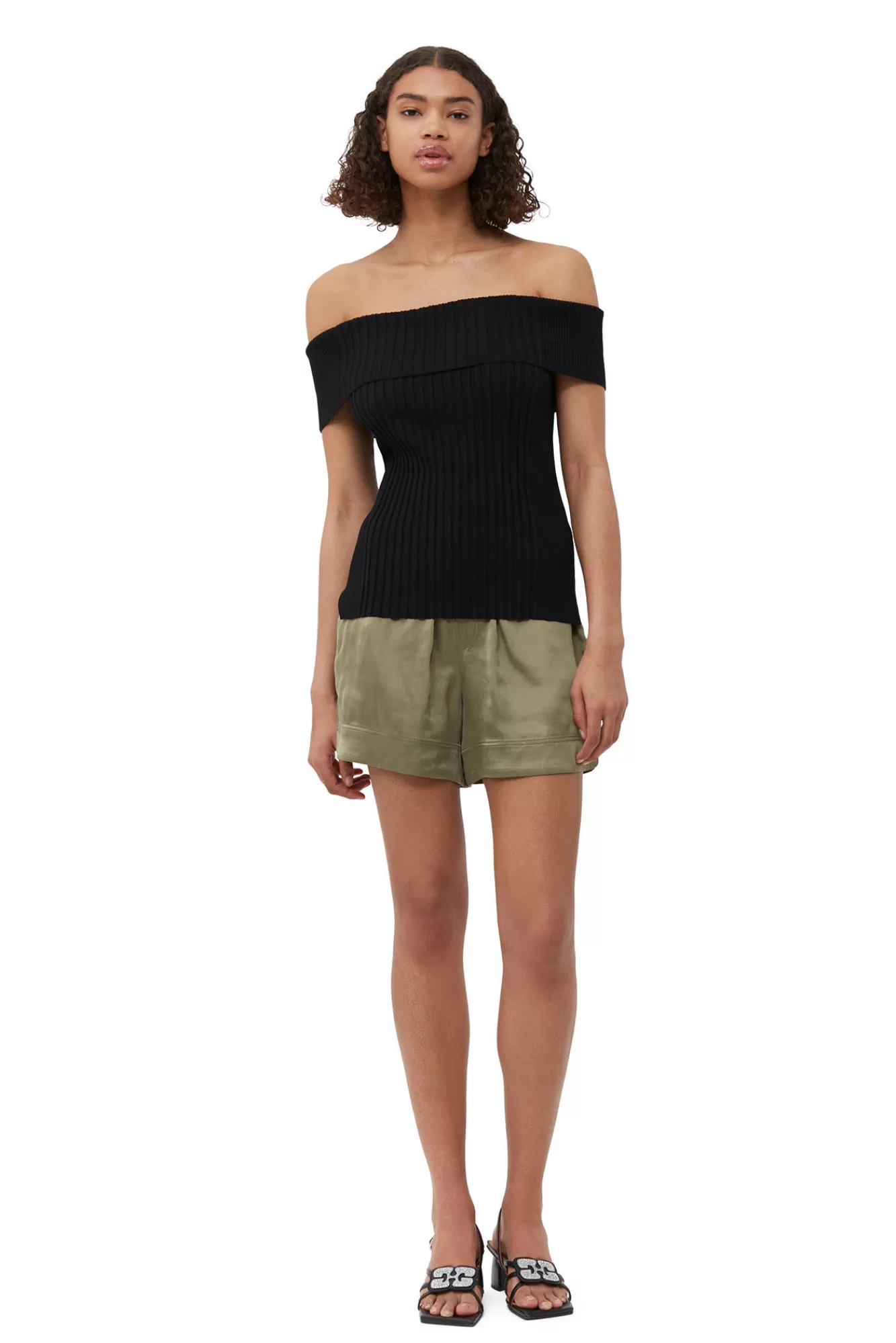 Melange Knit Off Shoulder Top>GANNI Hot