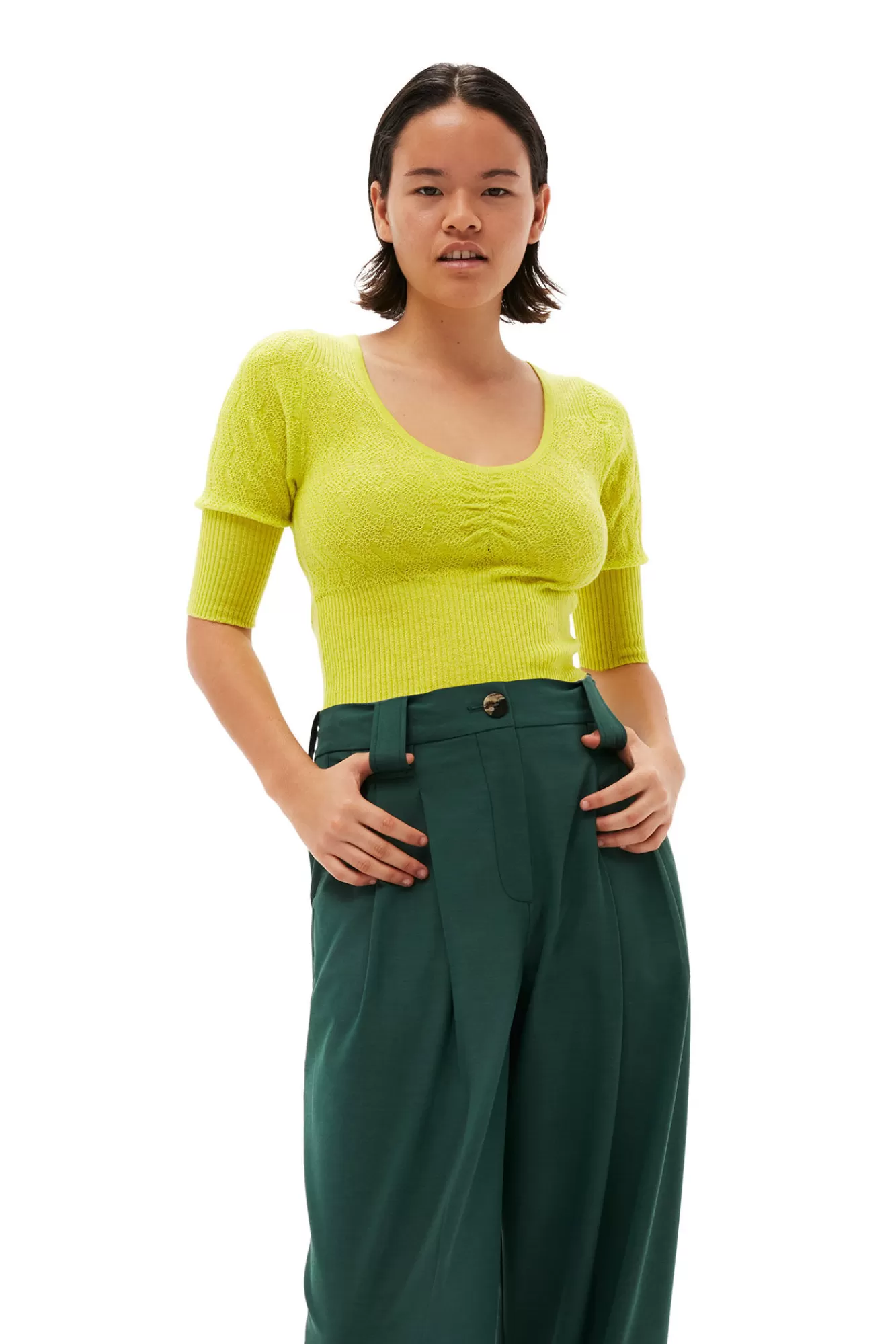 Merino Lace O-Neck Blouse>GANNI Cheap