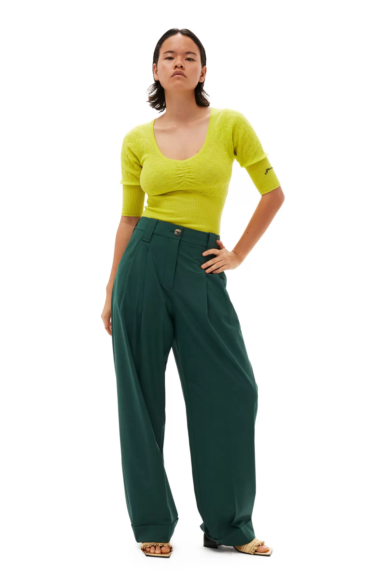 Merino Lace O-Neck Blouse>GANNI Cheap