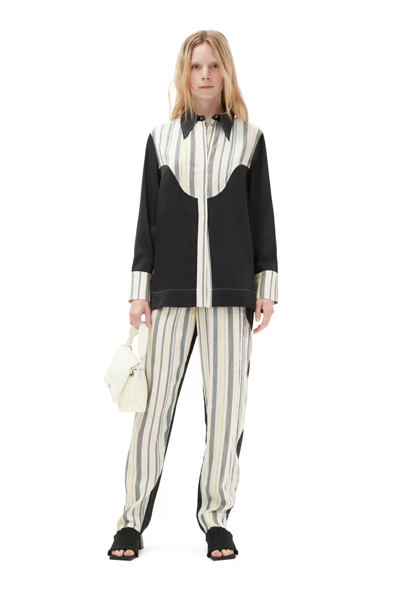 Mix Slub Stripe Elasticated Pants>GANNI Cheap