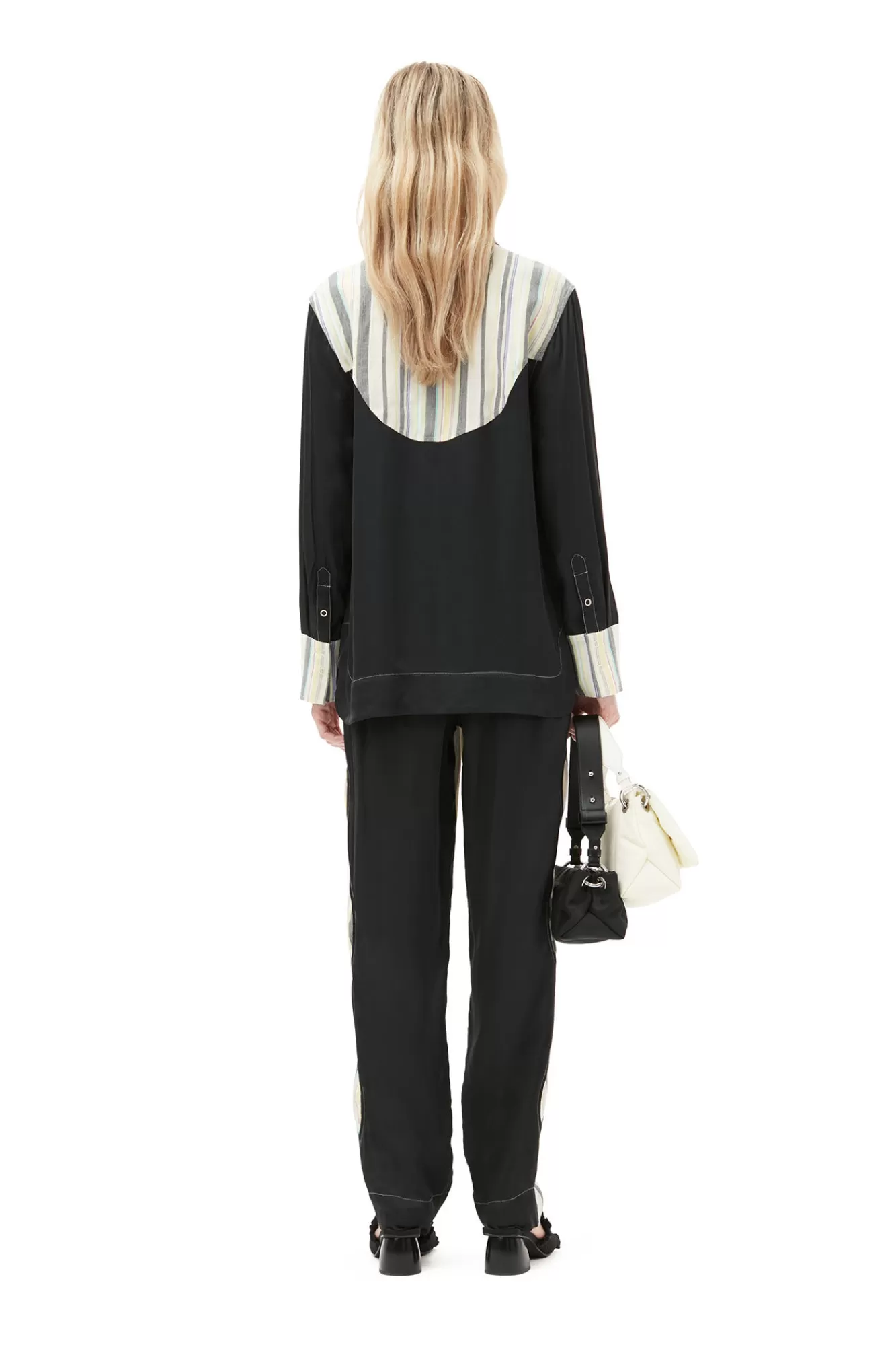 Mix Slub Stripe Elasticated Pants>GANNI Cheap