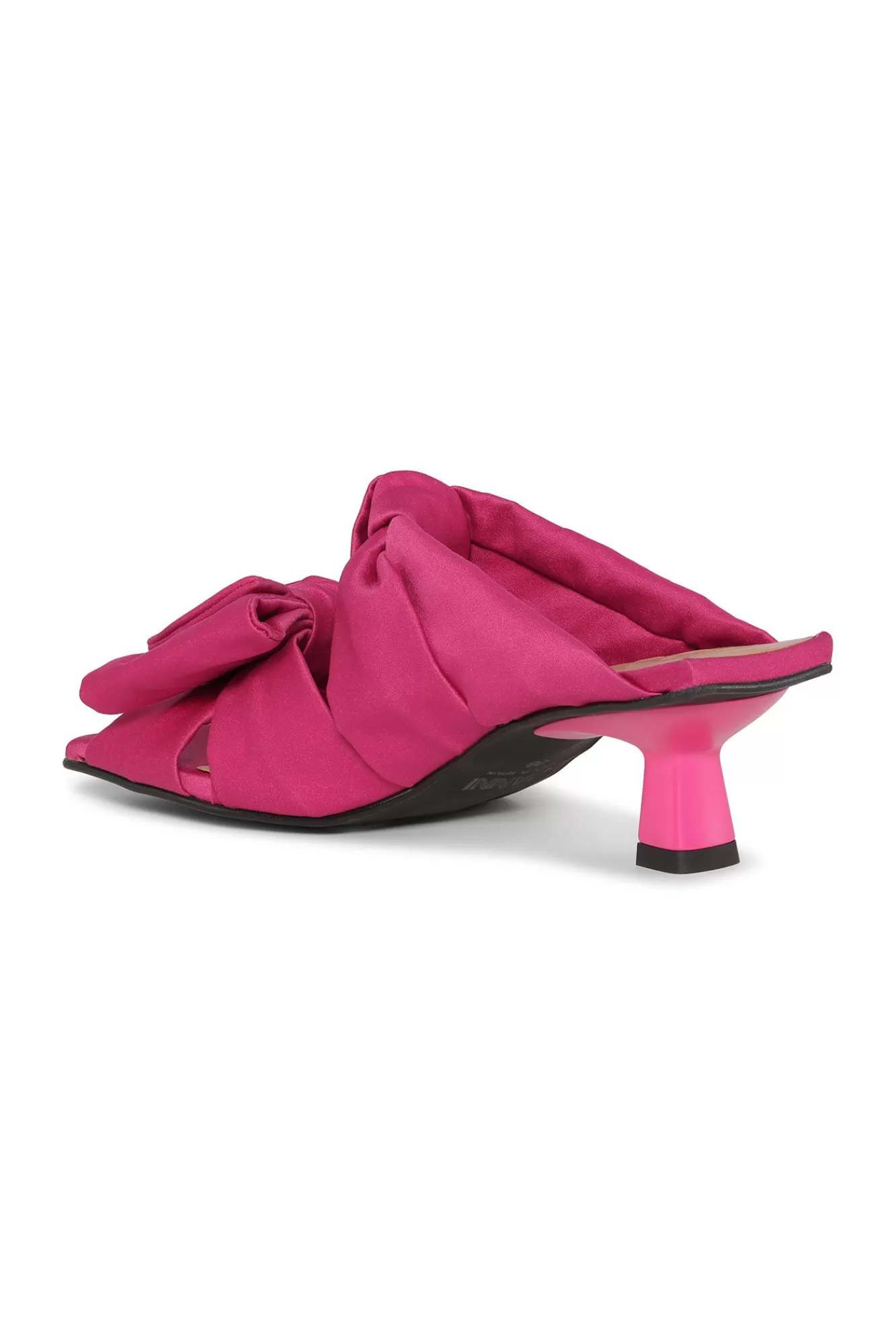 Pink Soft Kitten Heel Bow Mules>GANNI Fashion