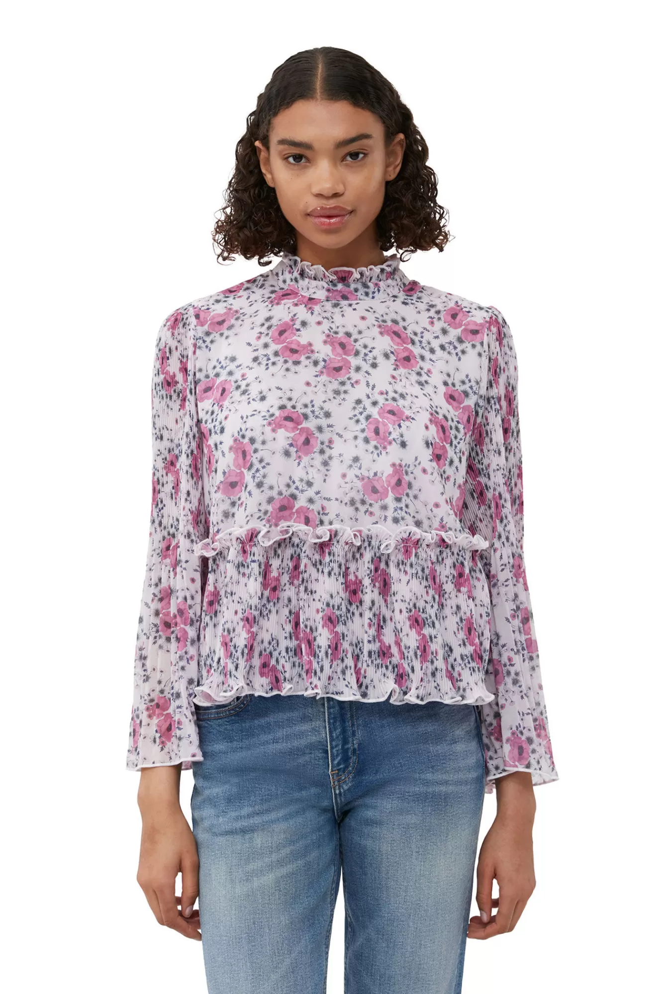 Pleated Georgette Blouse>GANNI Hot