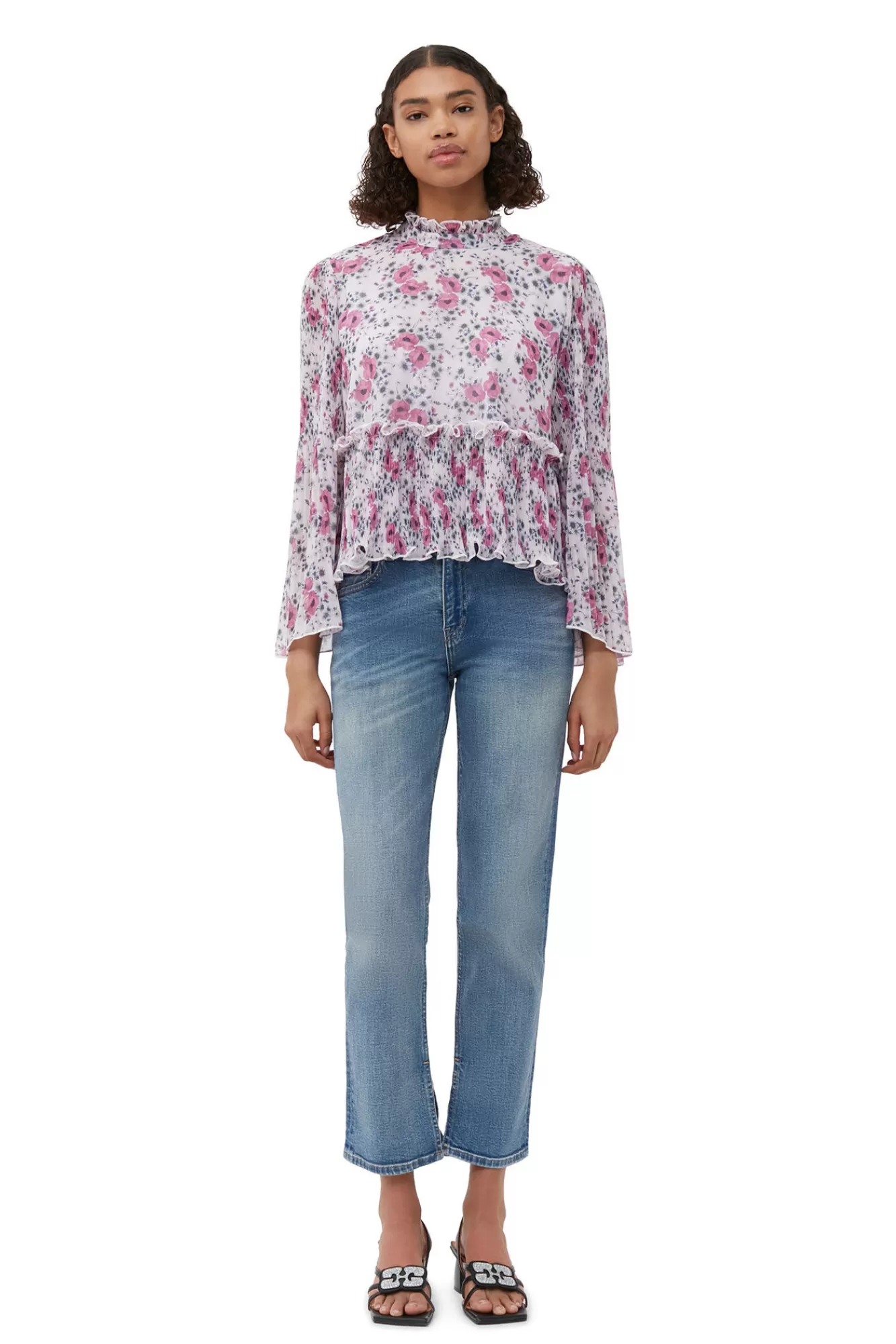 Pleated Georgette Blouse>GANNI Hot