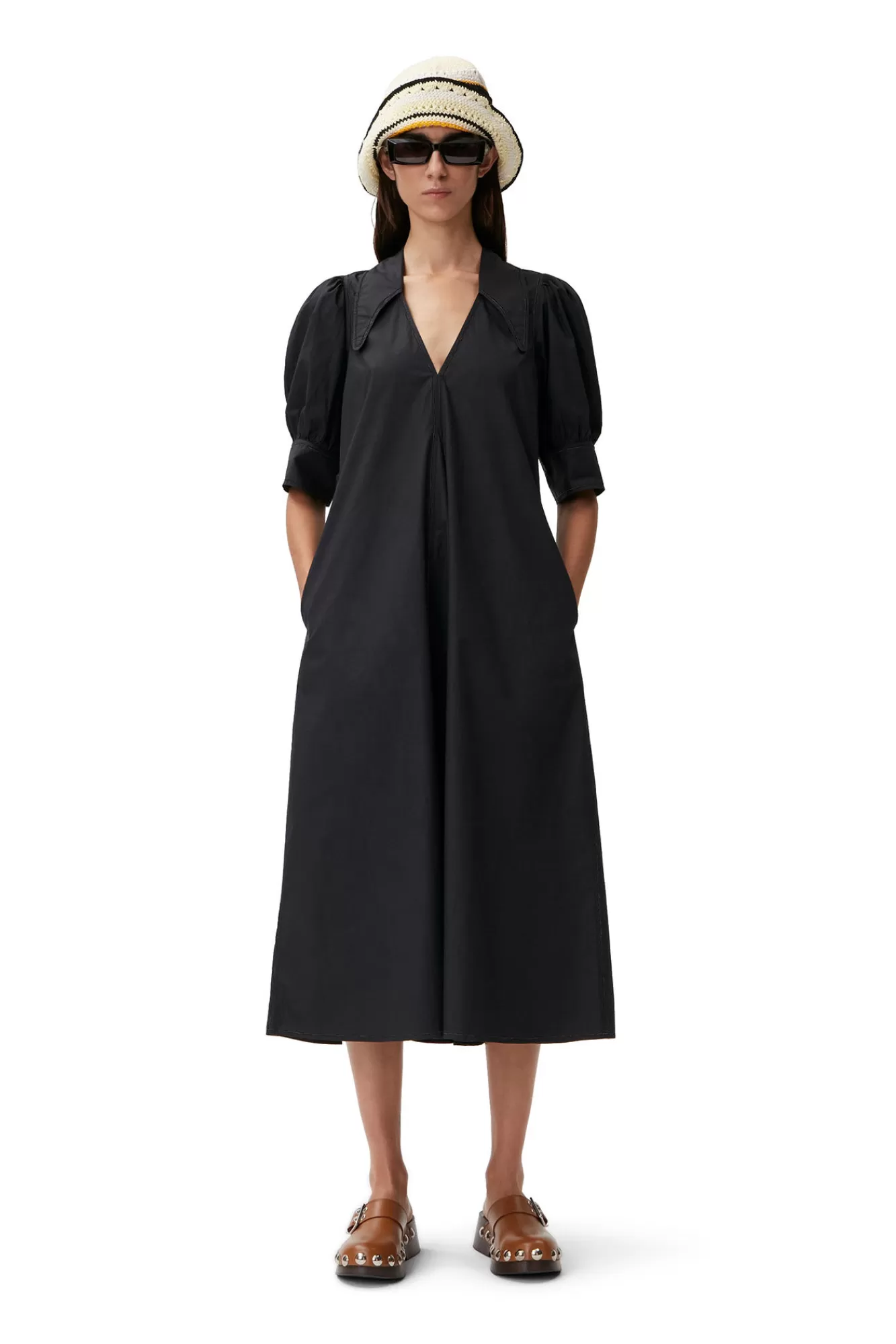 Poplin Midi Dress>GANNI Store