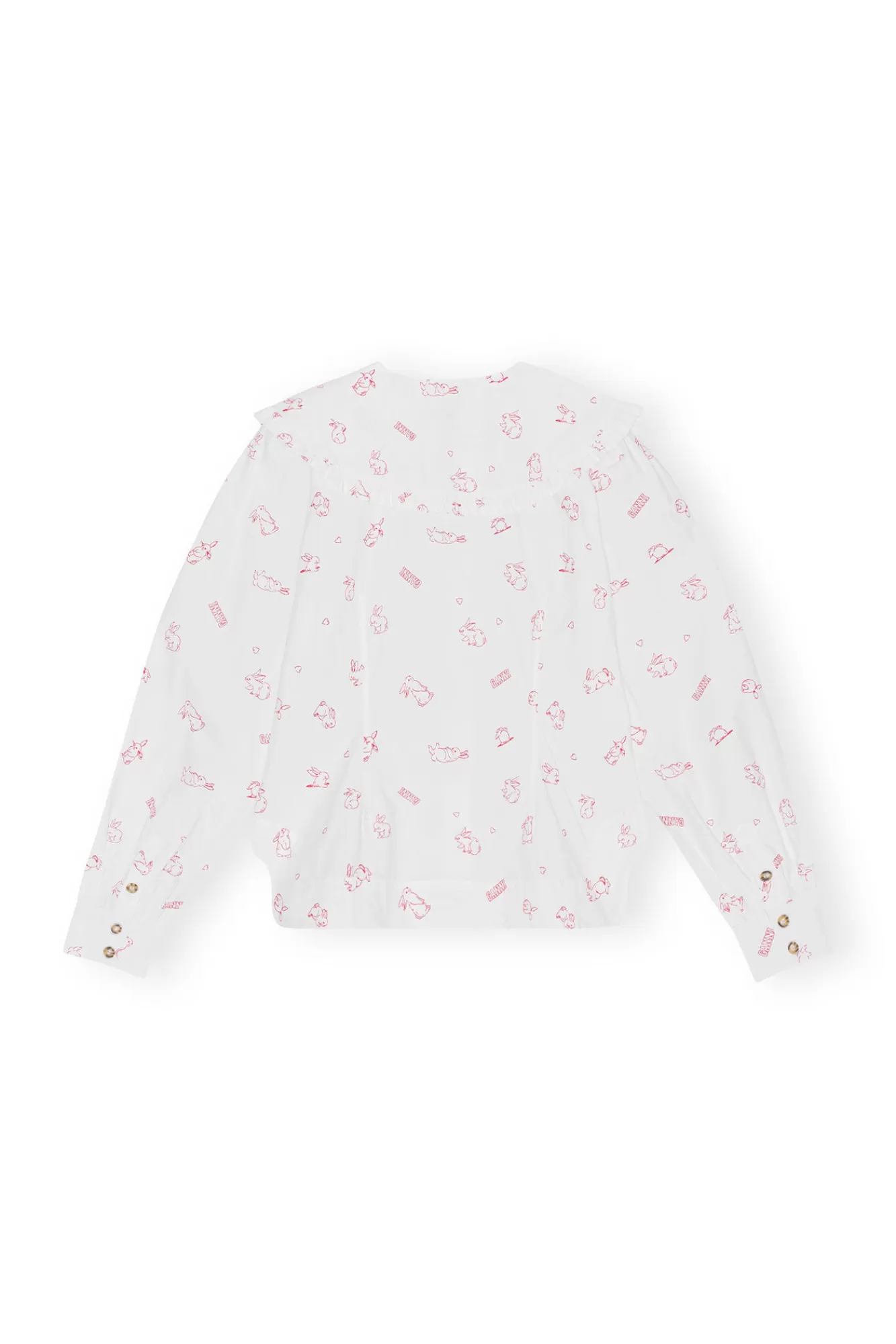 Printed Cotton Frill Collar Shirt>GANNI Flash Sale
