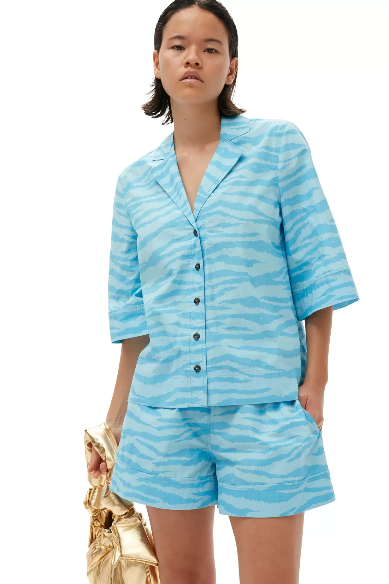 Printed Cotton Shirt>GANNI Sale