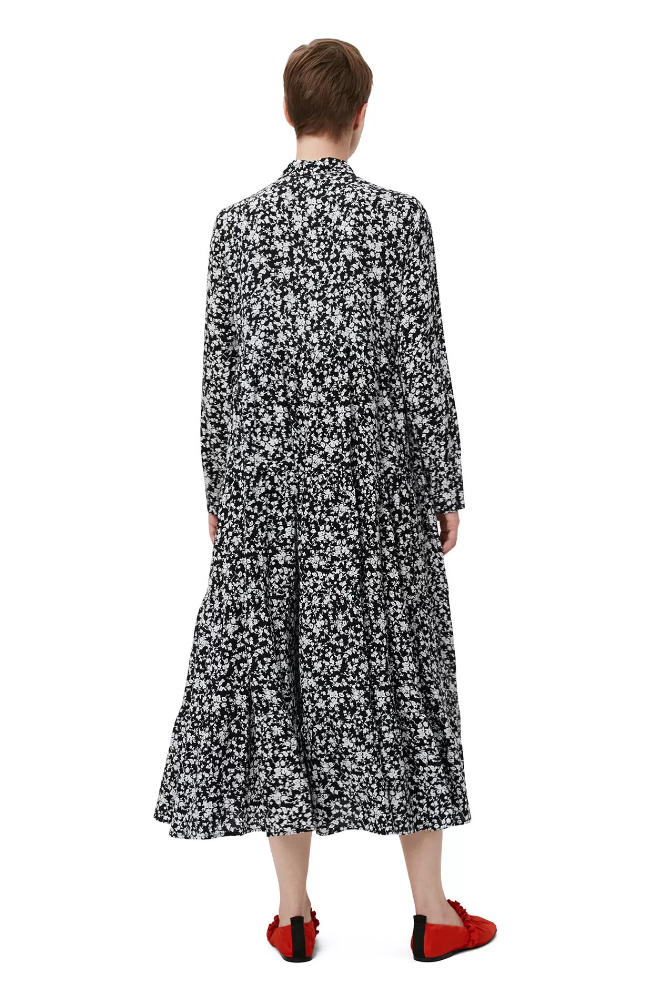 Printed Crepe Layer Dress>GANNI Shop