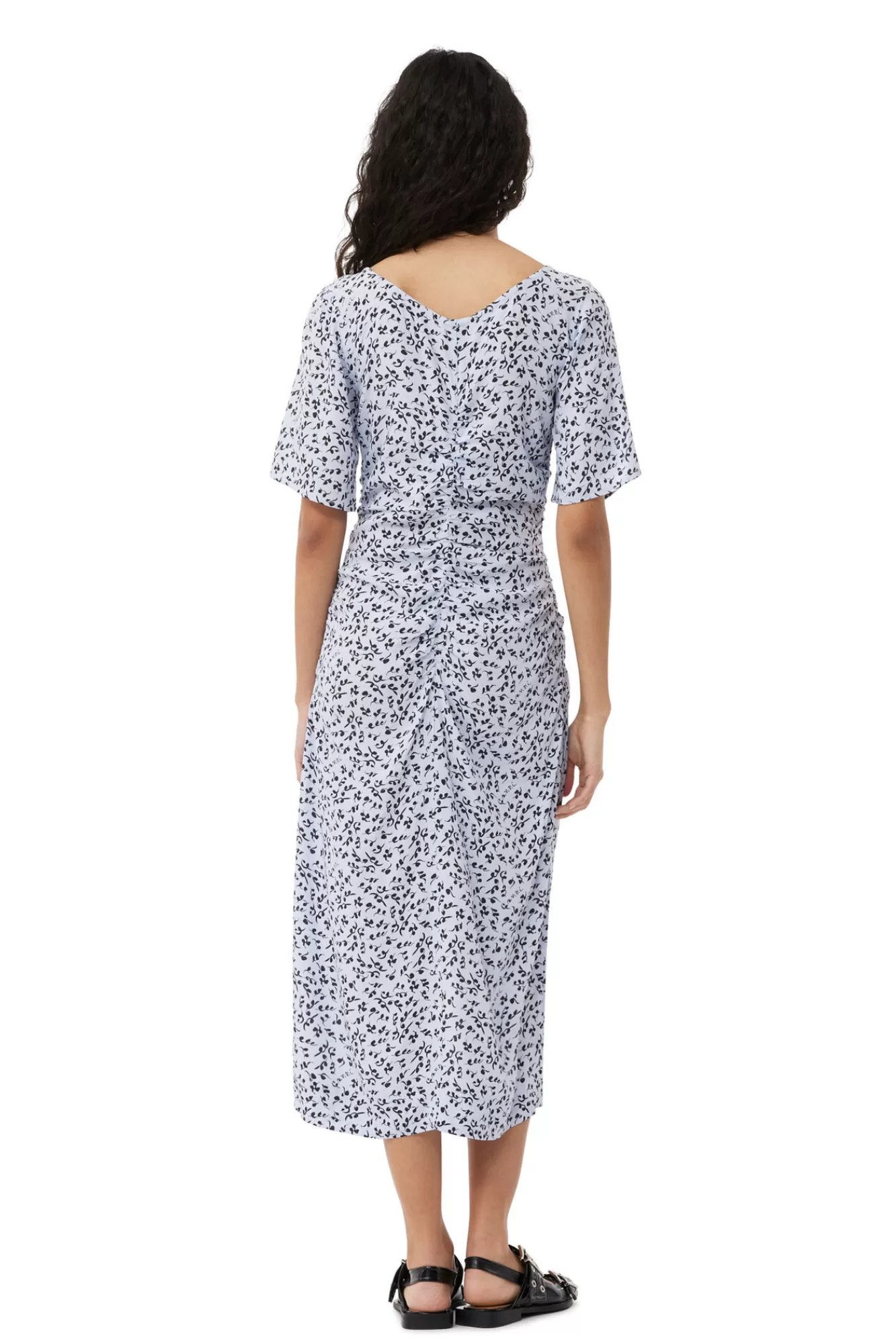 Printed Crepe U-Neck Midi Dress>GANNI Best