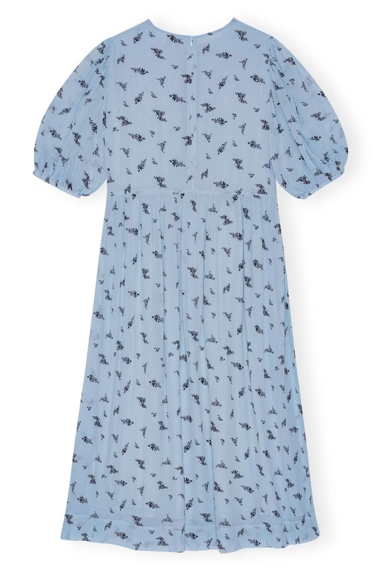 Printed Georgette Puff Sleeve Midi Dress>GANNI Outlet