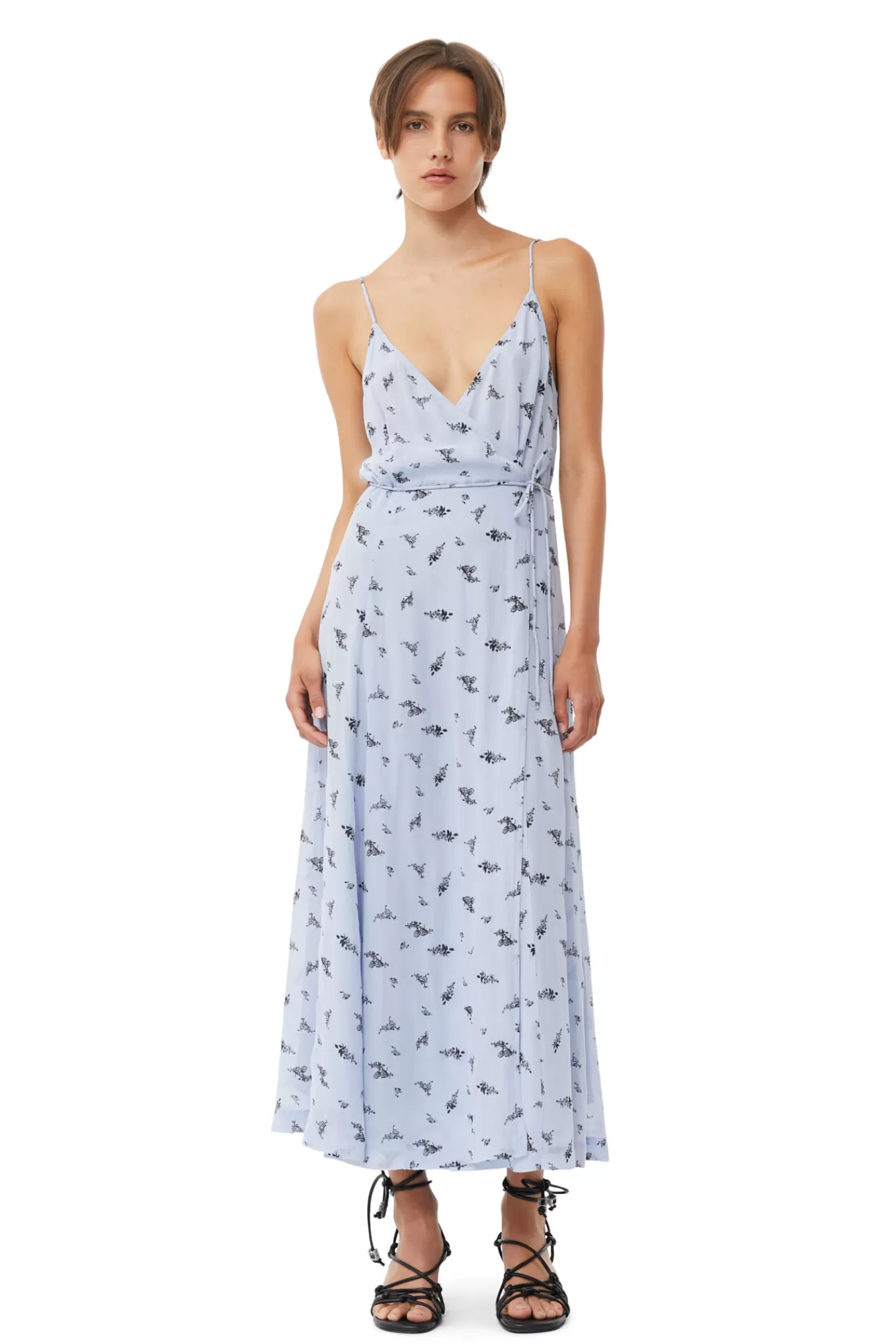 Printed Georgette Strap Wrap Dress>GANNI Best