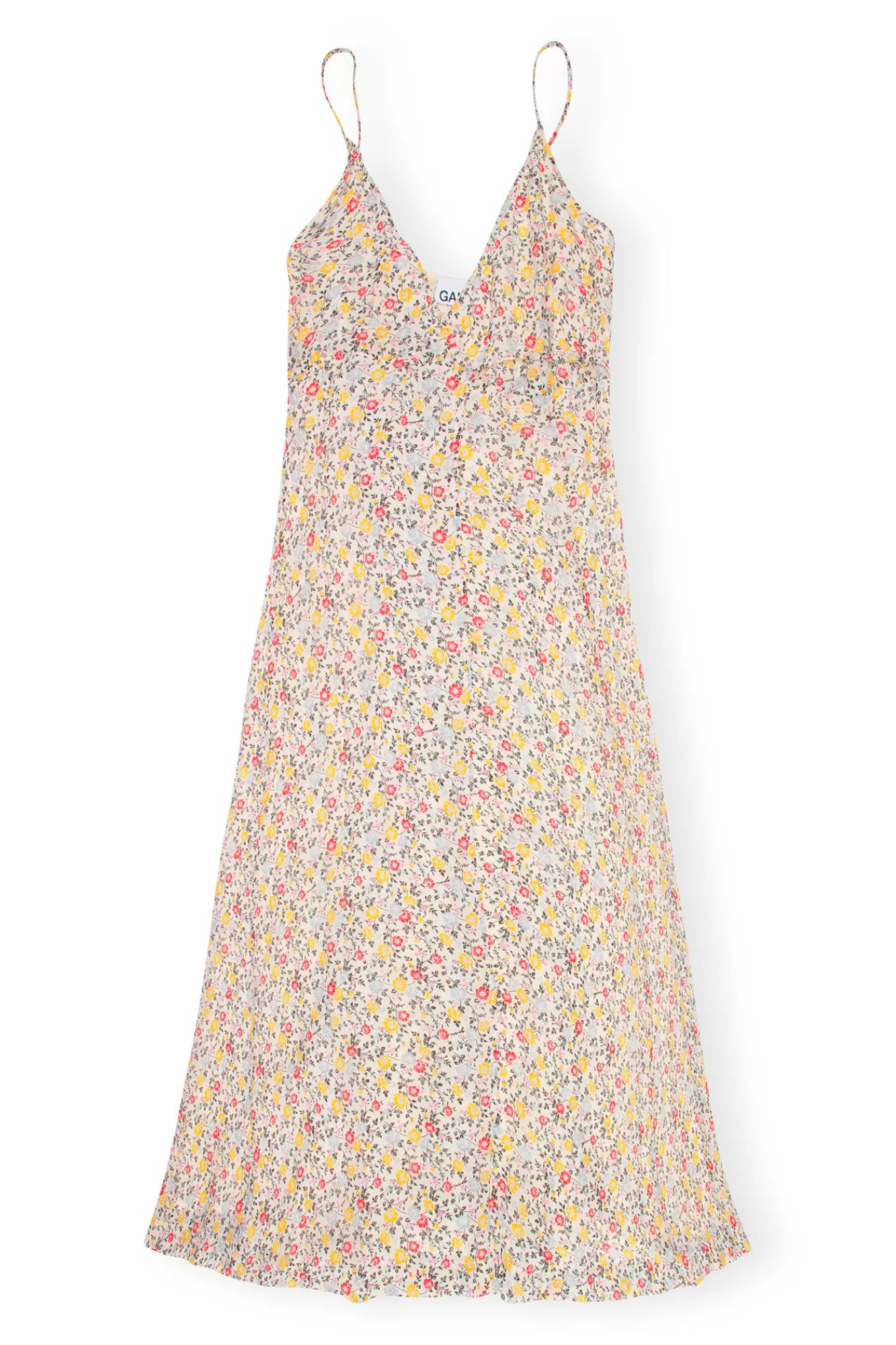 Printed Georgette Strap Wrap Dress>GANNI New