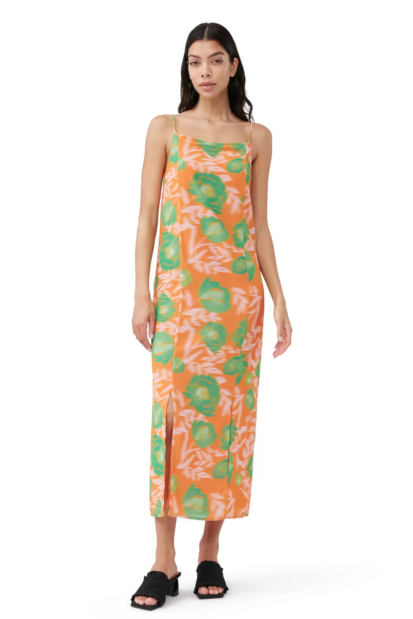 Printed Light Crepe Slip Dress>GANNI New