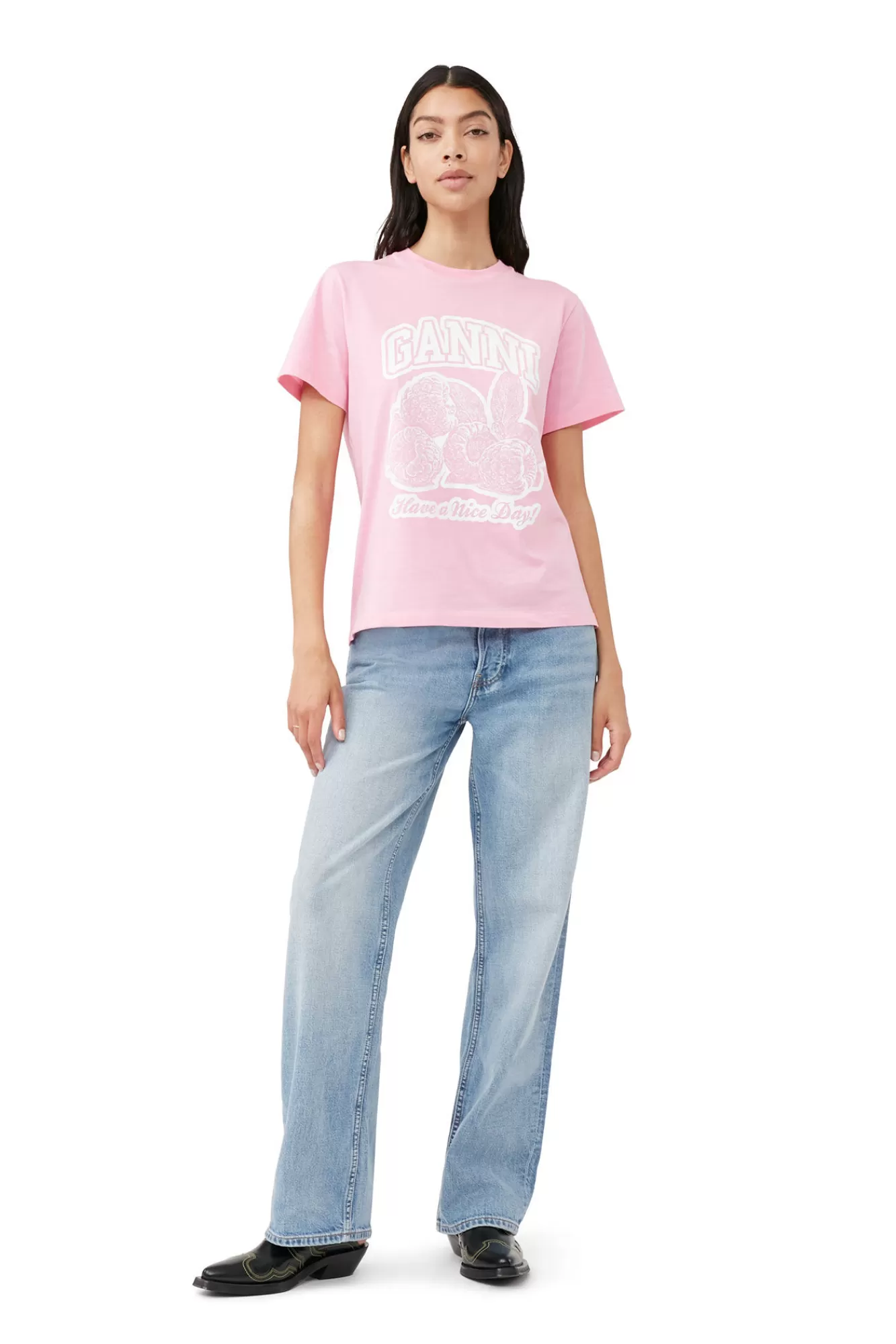 Raspberry Relaxed T-Shirt>GANNI Cheap
