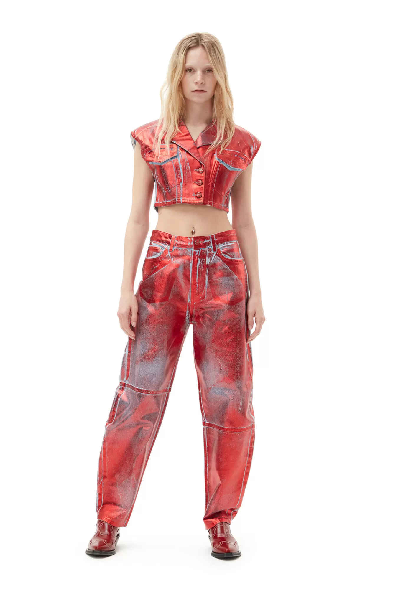 Red Foil Stary Jeans>GANNI Online