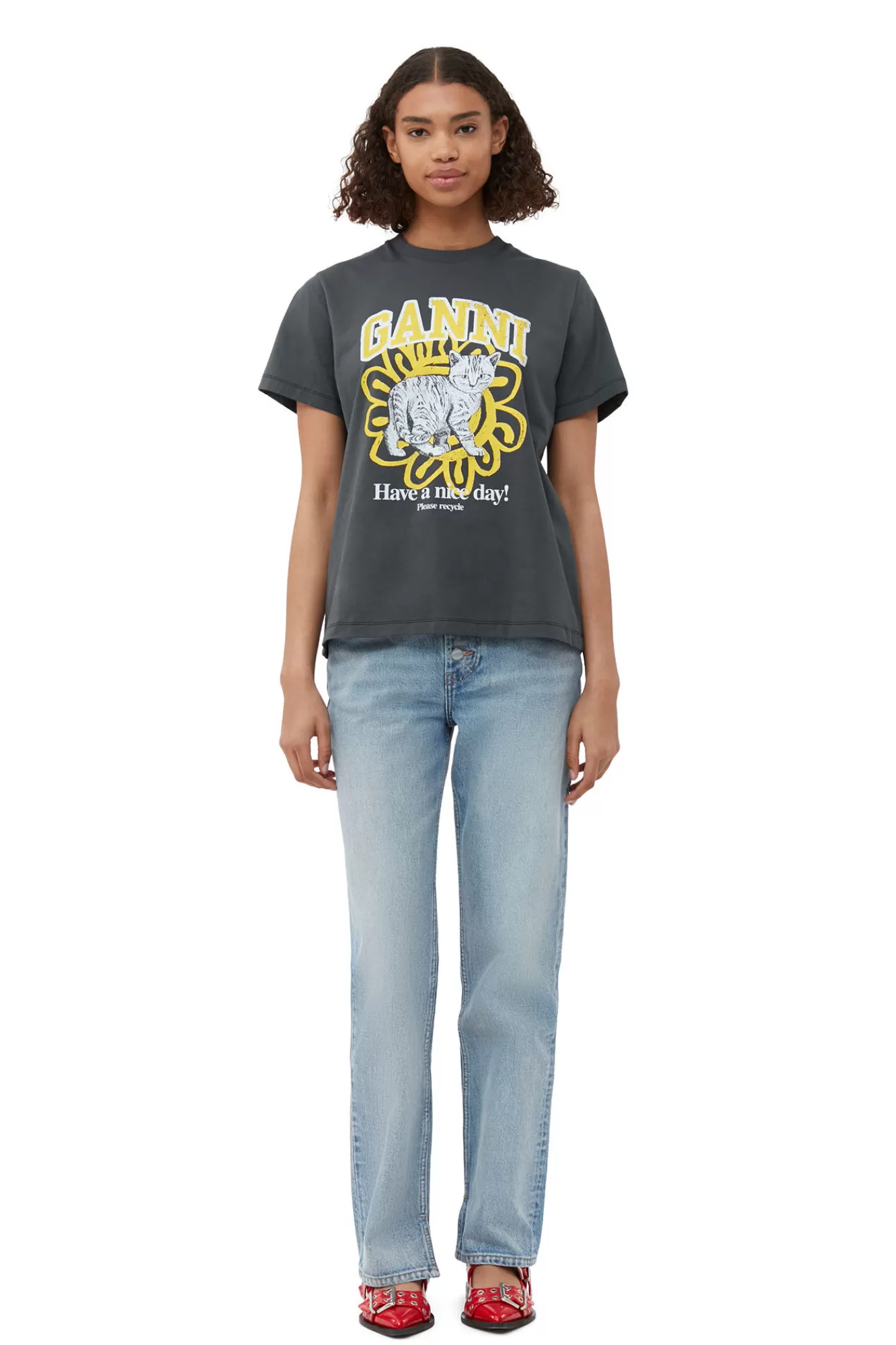 Relaxed Cat T-Shirt>GANNI Cheap